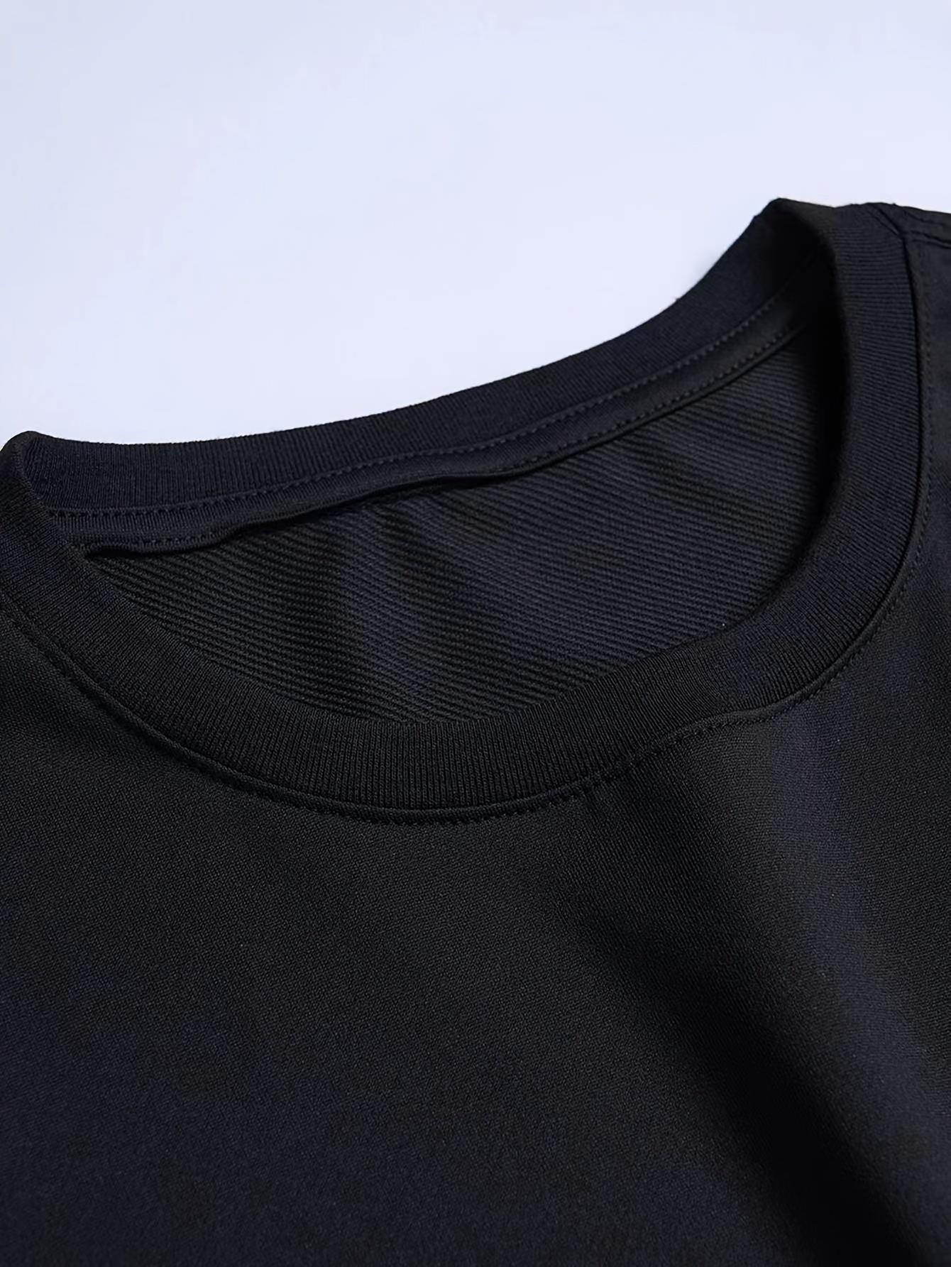 thumbnail image 3 of Men's Fashionable Round-Neck T-Shirt with Fun English Print - Casual, Breathable Polyester, Machine Washable - Perfect for Spring & Summer Tee For Adult, Men, Women, Teen, Teenager, Adolescent,Youth, 3 of 7