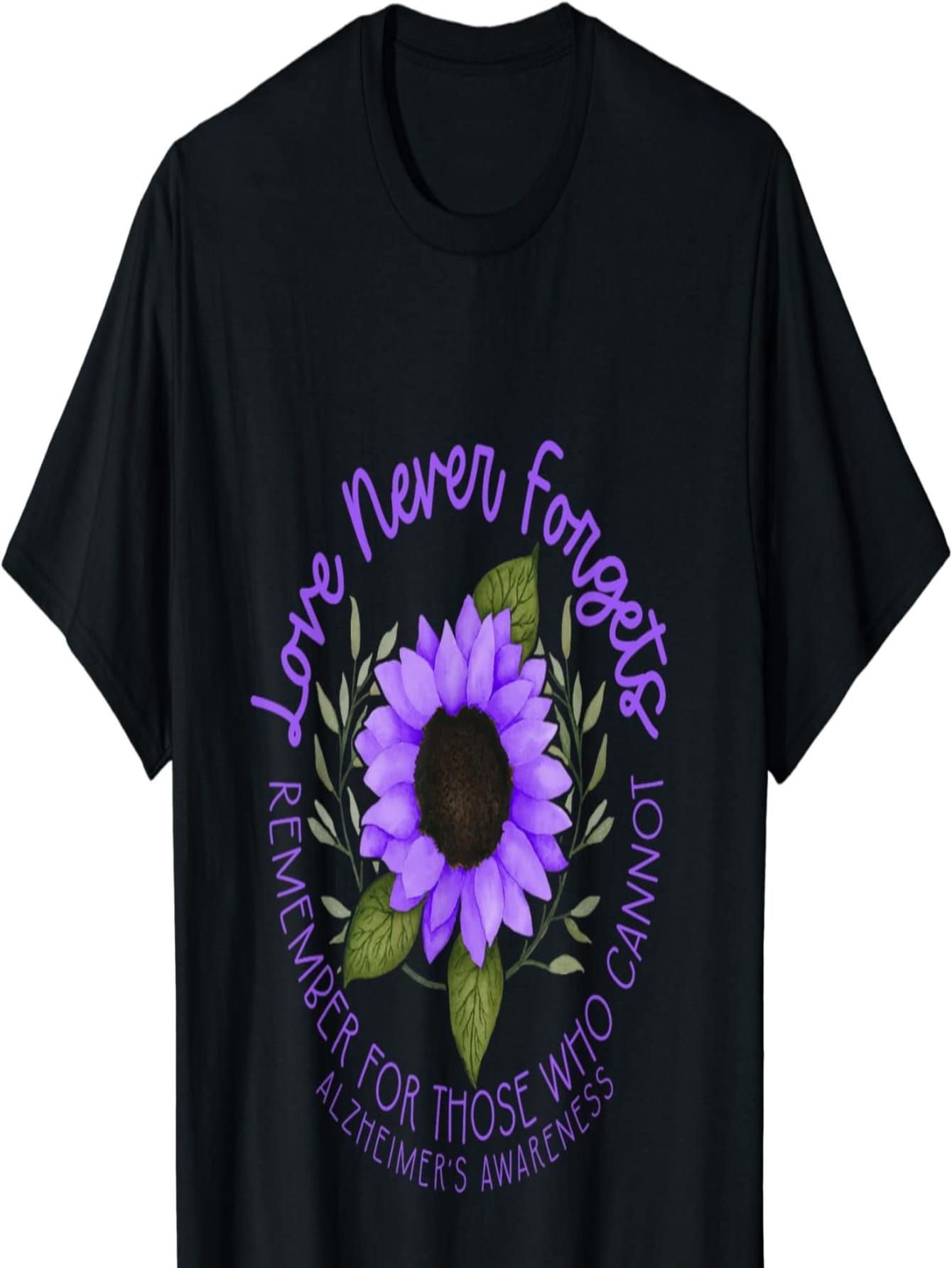thumbnail image 2 of Camiseta de girasol morado para concienciar sobre el Alzheimer para hombres y mujeres. Para adultos, hombres, mujeres, adolescentes, jóvenes., 2 of 5
