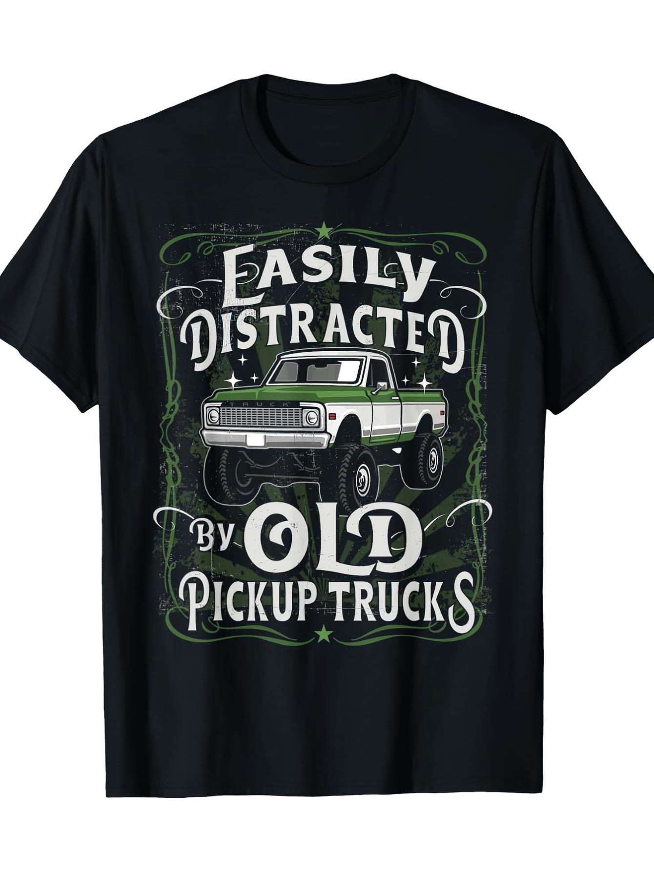 thumbnail image 2 of Easily Distracted By Old Pickup Trucks Easily Distracted By T-Shirt 100% Cotton - 220g Tee For Adult, Men, Women, Teen, Teenager, Adolescent,Youth, 2 of 7