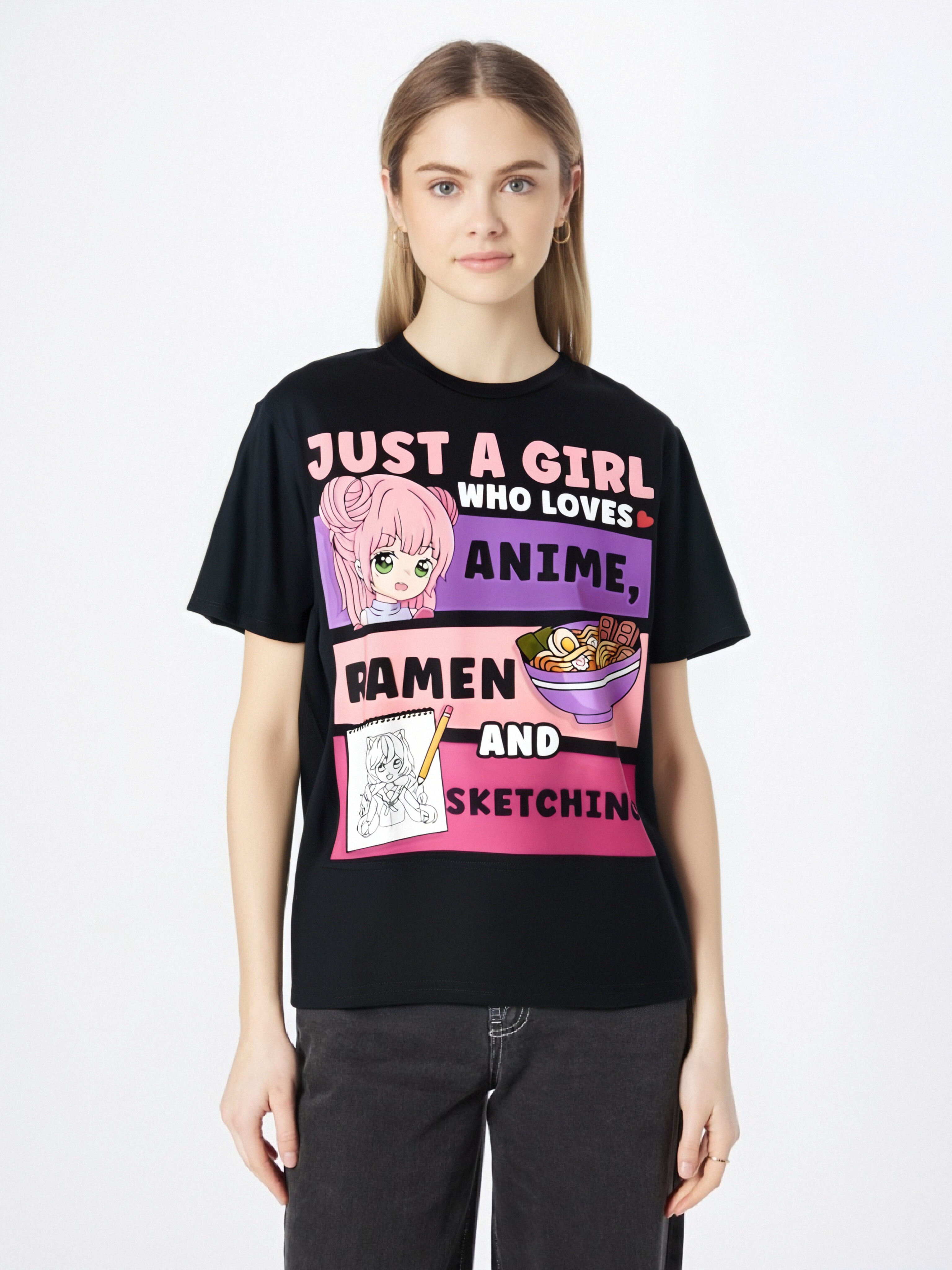 thumbnail image 1 of Camisetas con estampados de anime, ramen y dibujos para adultos, hombres, mujeres, adolescentes, jóvenes y deportes casuales., 1 of 6