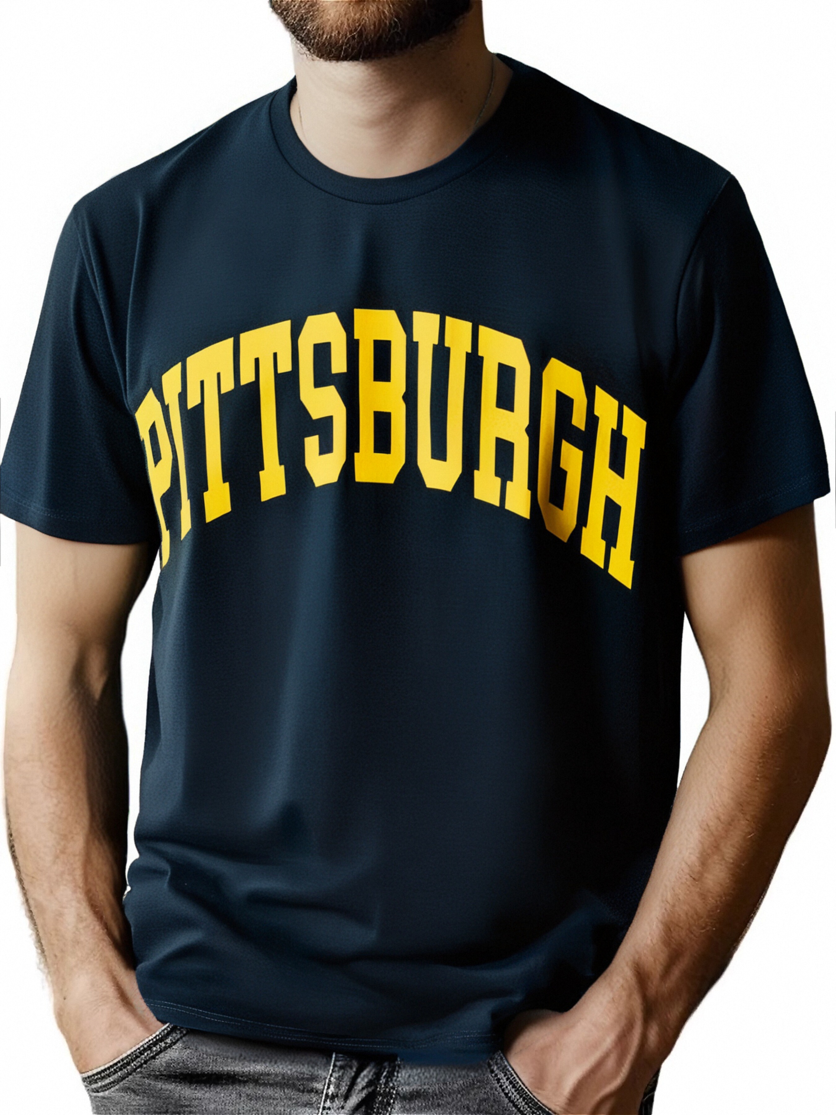 thumbnail image 1 of Pittsburgh T-Shirt Cotton Fun Design DIYMen's Soft breathable comfortable casual sports Halloween and Christmas gifts Tee For Adult, Men, Women, Teen, Teenager, Adolescent,Youth, 1 of 7