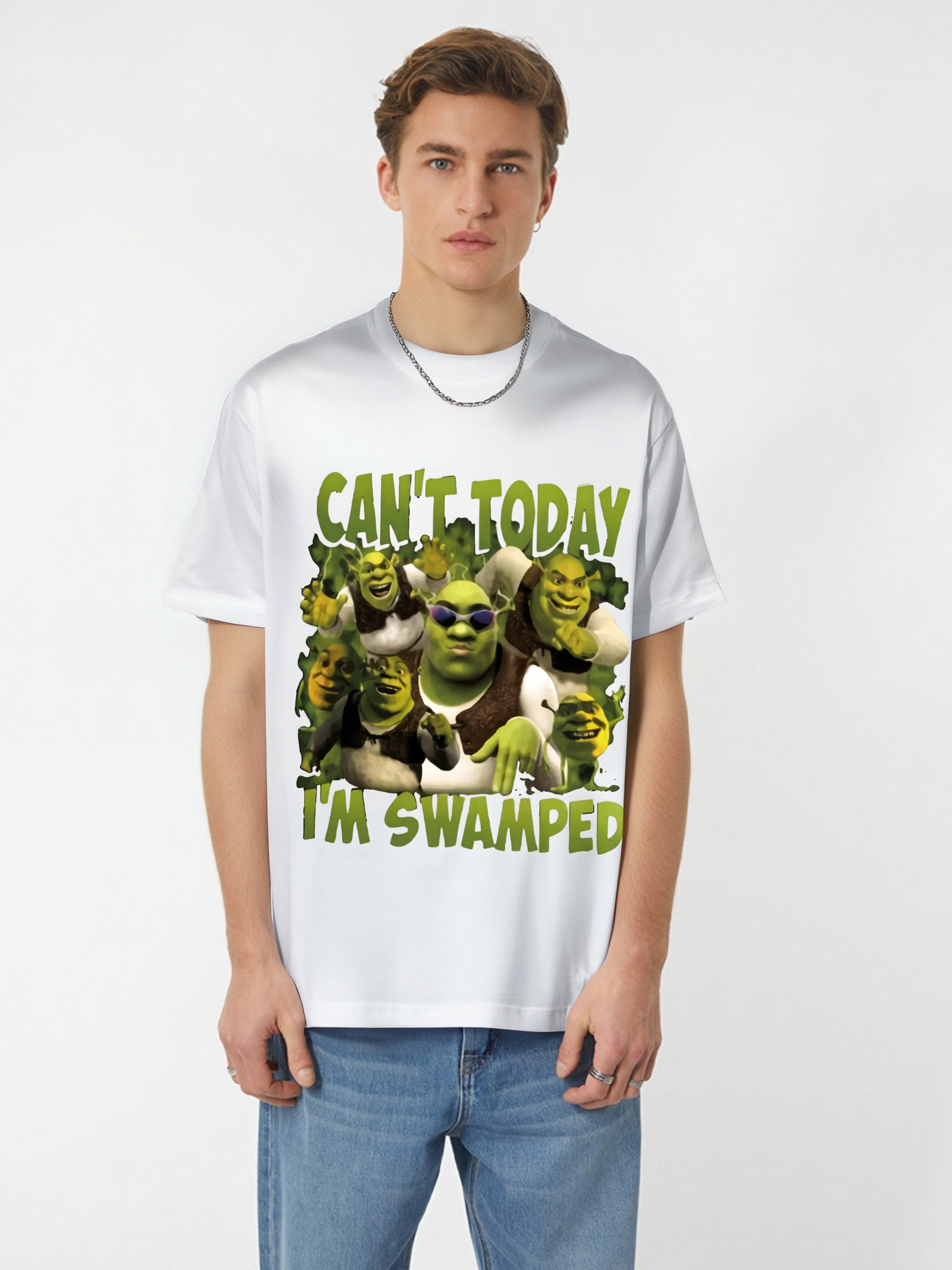 thumbnail image 1 of Men'S Front Print T-shirt Can't Today I'm Swamped 100% Cotton Funny Graphic Summer Casual Top Tee For Adult, Men, Women, Teen, Teenager, Adolescent,Youth, 1 of 5