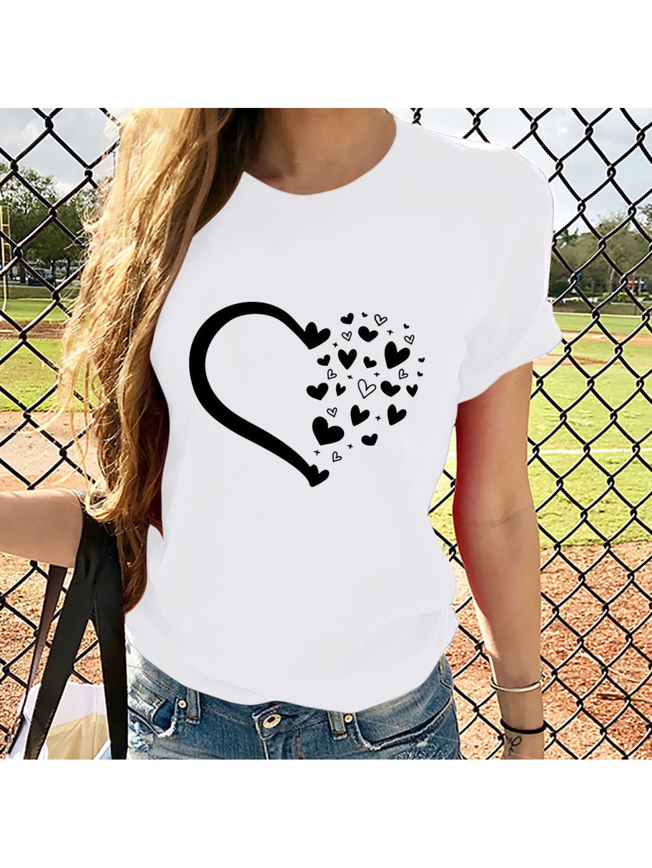 thumbnail image 1 of Babysbule Women's Summer Tops Fashion Women Valentine's Day Print Short Sleeve T-shirt Novelty Graphic Tops, 1 of 7