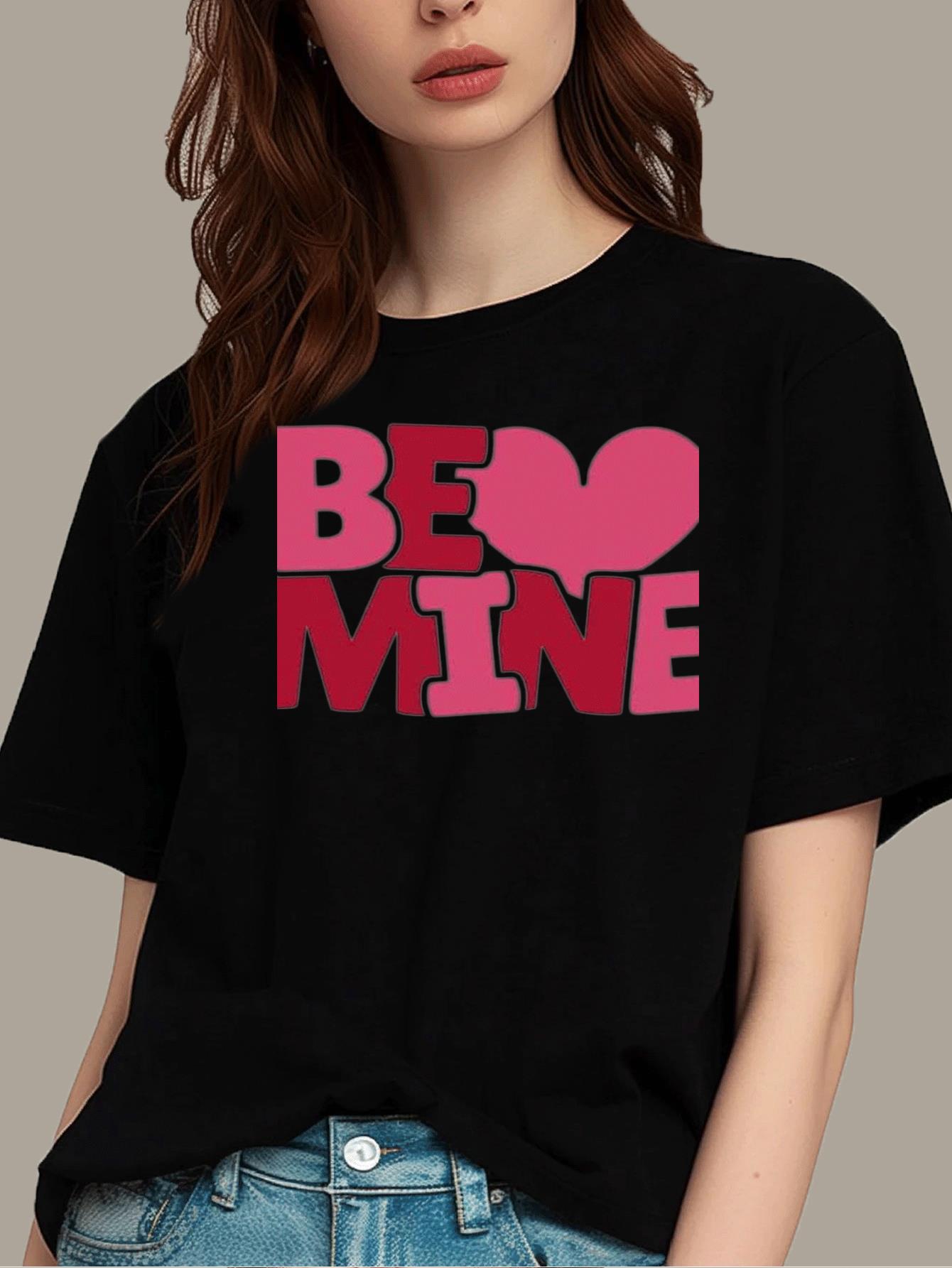 thumbnail image 5 of 1 piece, creative romantic letter printed T-shirt with a loving design to create your romantic outfit, 5 of 8
