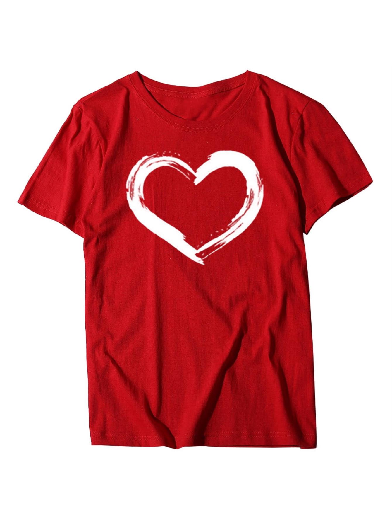 thumbnail image 5 of asdoklhq Womens Plus Size Tops Clearance, Women Valentine's Day Print Short Sleeve T-shirt Novelty Graphic Tops, 5 of 8