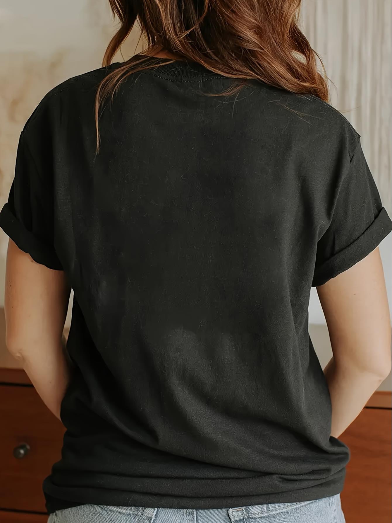 thumbnail image 4 of Cartoon Pattern Printed Women's T-shirt - Summer Women's Casual, Fashionable, Comfortable and Soft Daily Home Outdoor Sports Fitness Pure Cotton Breathable Round Neck Short-sleeved Top T-shirt, 4 of 8