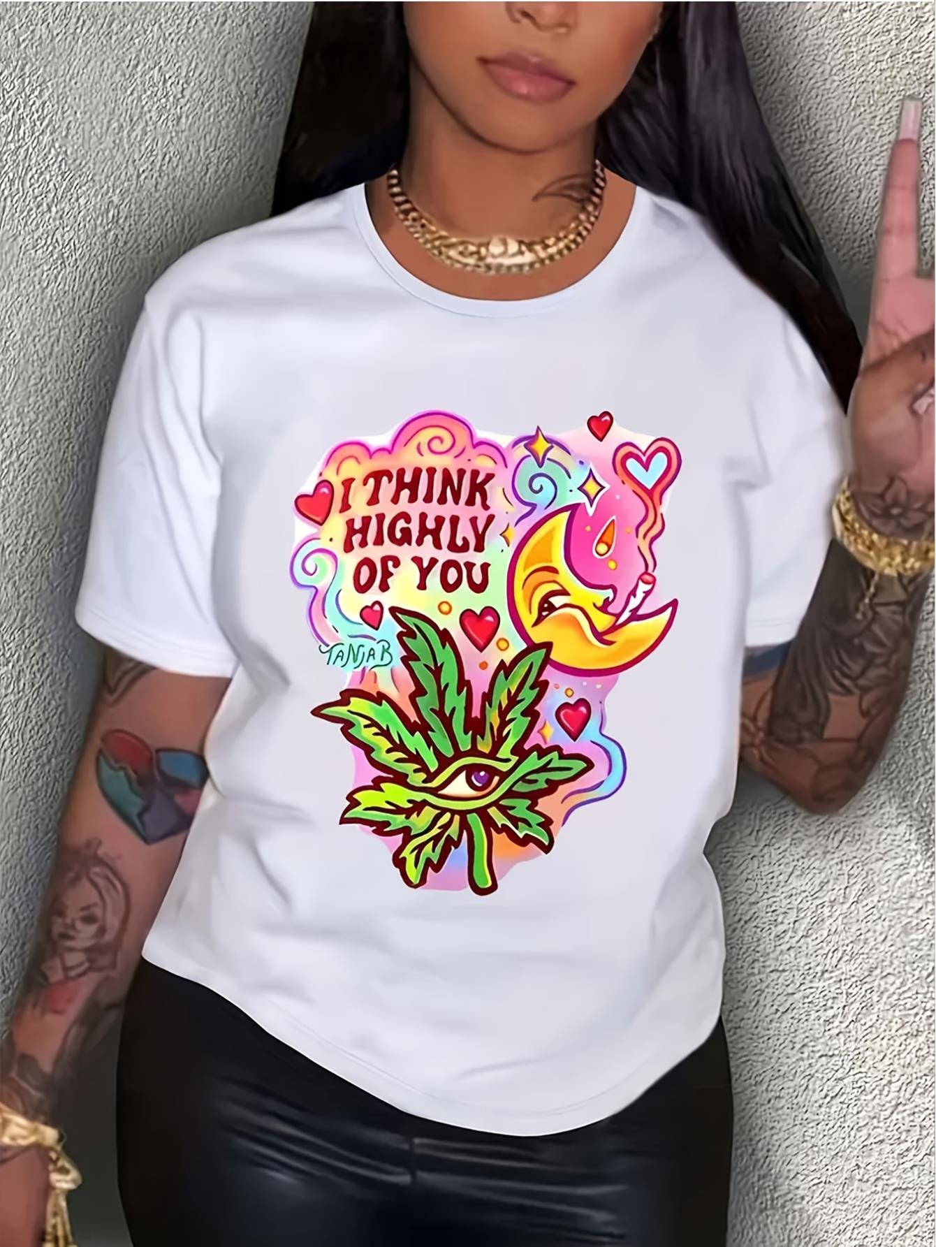 thumbnail image 2 of Cartoon Pattern Printed Women's T-shirt - Summer Women's Casual, Fashionable, Comfortable and Soft Daily Home Outdoor Sports Fitness Pure Cotton Breathable Round Neck Short-sleeved Top T-shirt, 2 of 8