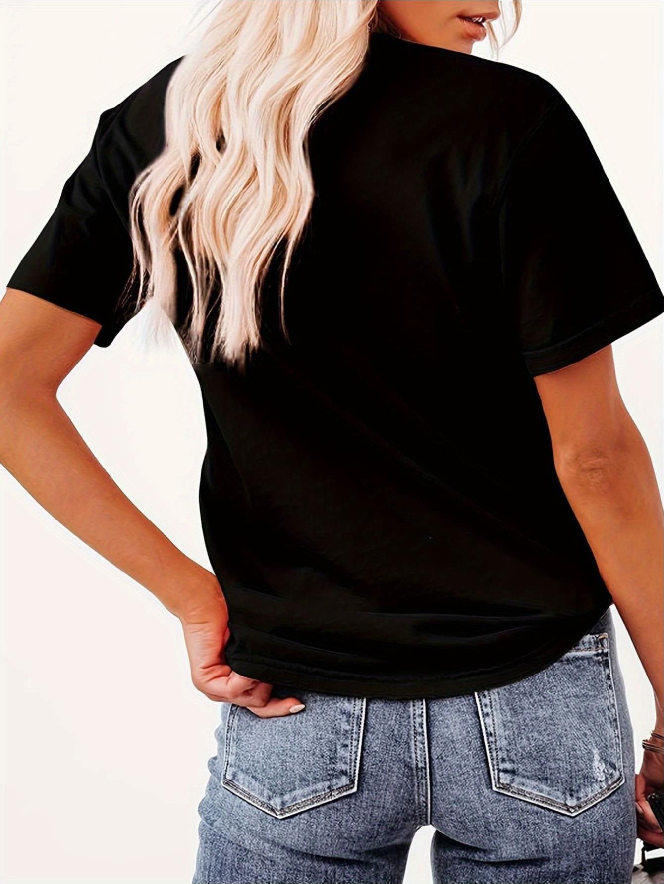 thumbnail image 4 of Women's Easter Bunny Graphic T-Shirt - Casual Crew Neck, Short Sleeve, Machine Washable - White with Colorful Lettering and Rabbit Design, Perfect for Spring, Summer Top|Easter Themed|Knit Texture, 4 of 8