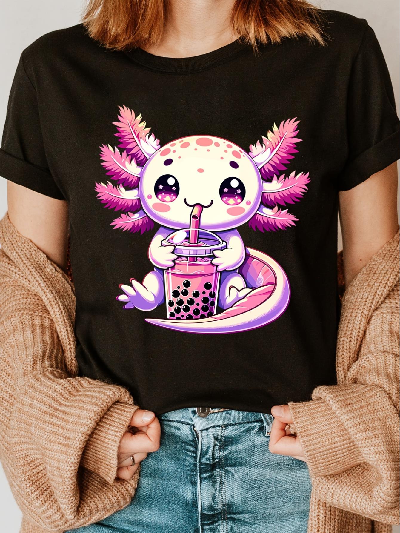 thumbnail image 1 of Milk Tea Graphic Tee - Short Sleeve Crew Neck Casual Top for Women, Perfect for Spring & Summer, 1 of 8