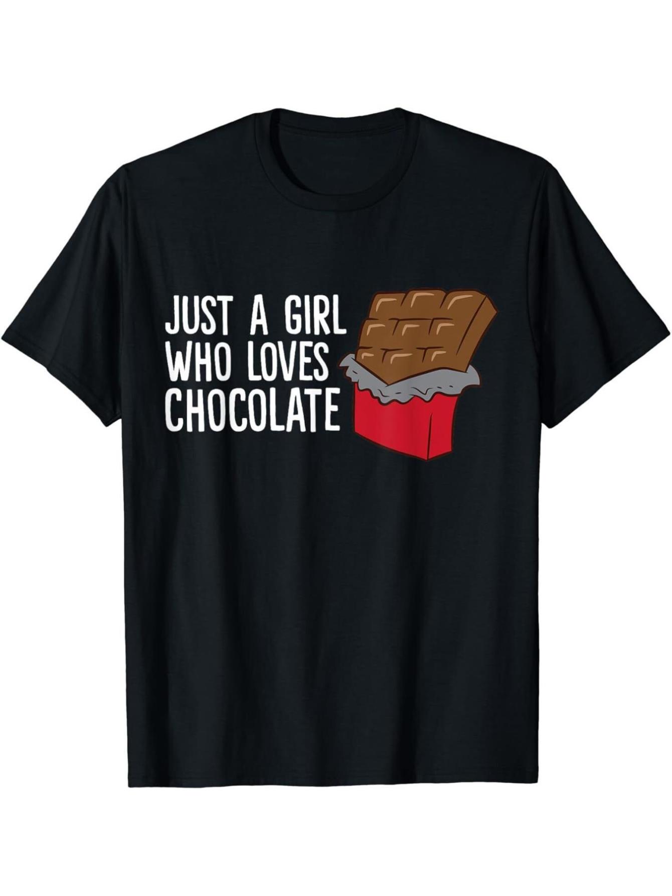 Just a Girl Who Loves Chocolate" - Soft Cotton Graphic Tee for Women, Breathable & Comfortable Casual Wear