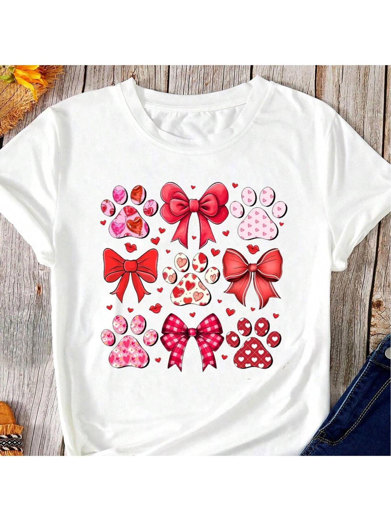 Valentine's Day Love Print T-Shirt For Men And Women Round Neck Cotton Short Sleeve Sports T-Shirt For All Seasons