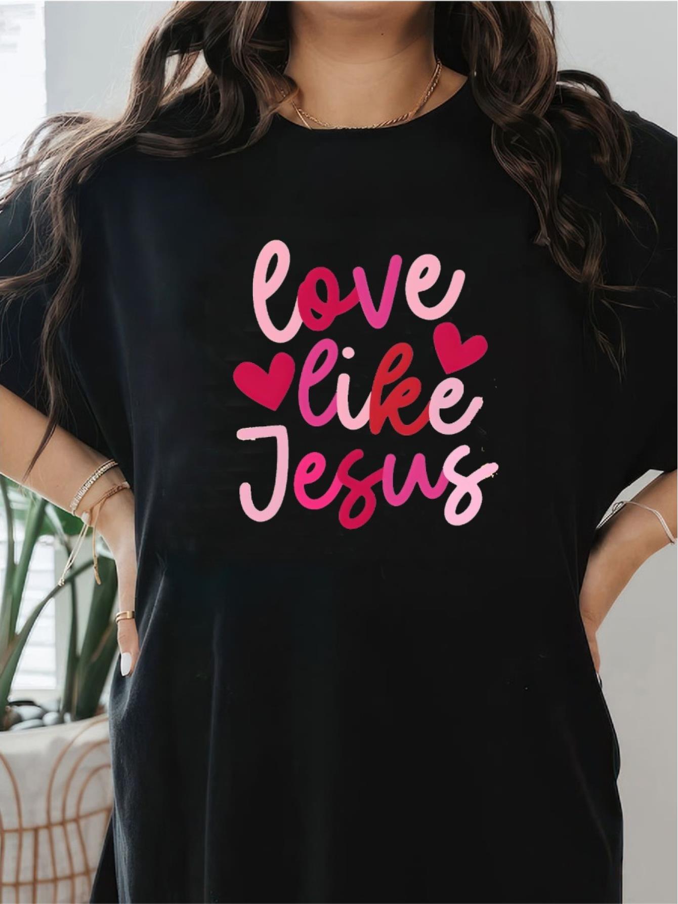thumbnail image 2 of Retro Love Like Jesus Coquette, Coquette Heart Bow Fashionable Women'S Casual T-Shirt - Round Neck Short Sleeve Printed T-Shirt - Comfortable, Breathable, Versatile - Suitable for Outdoor Sports, Tra, 2 of 8