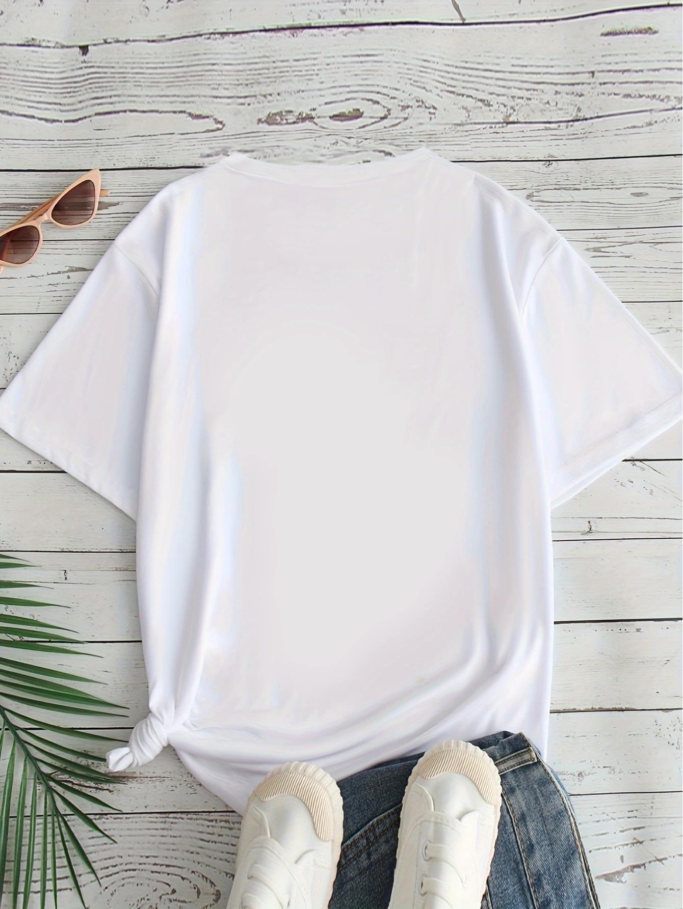 thumbnail image 5 of Floral Embroidered T-Shirt for Women, Casual Crew Neck Short Sleeve Top, Knit Fabric with Slight Stretch, for All Season Wear, 5 of 8