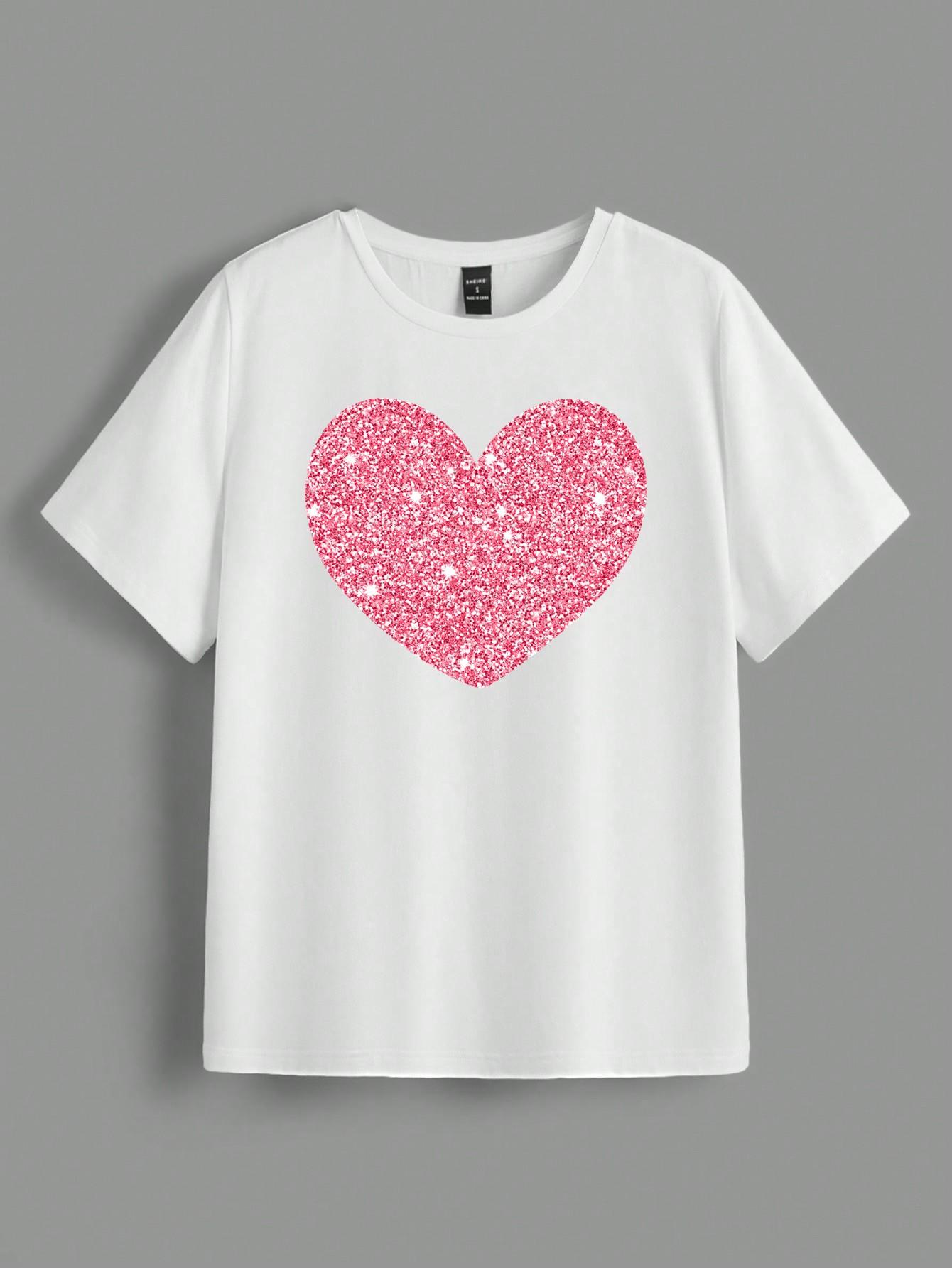 thumbnail image 2 of Casual Heart, Letter Printed Round Neck Short Sleeve Women's T-Shirts, Summer Tee, 2 of 4