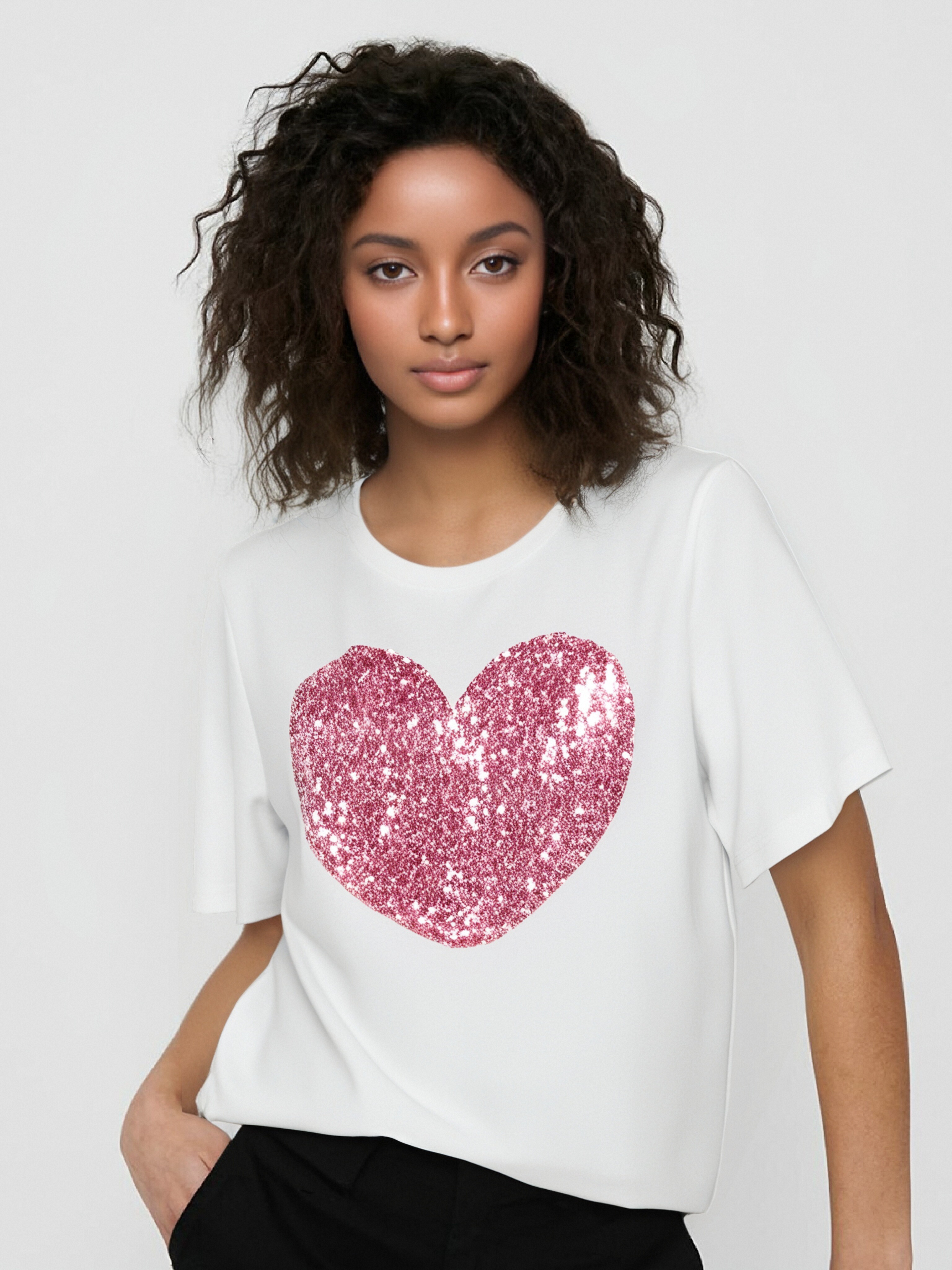 thumbnail image 3 of Casual Heart, Letter Printed Round Neck Short Sleeve Women's T-Shirts, Summer Tee, 3 of 4