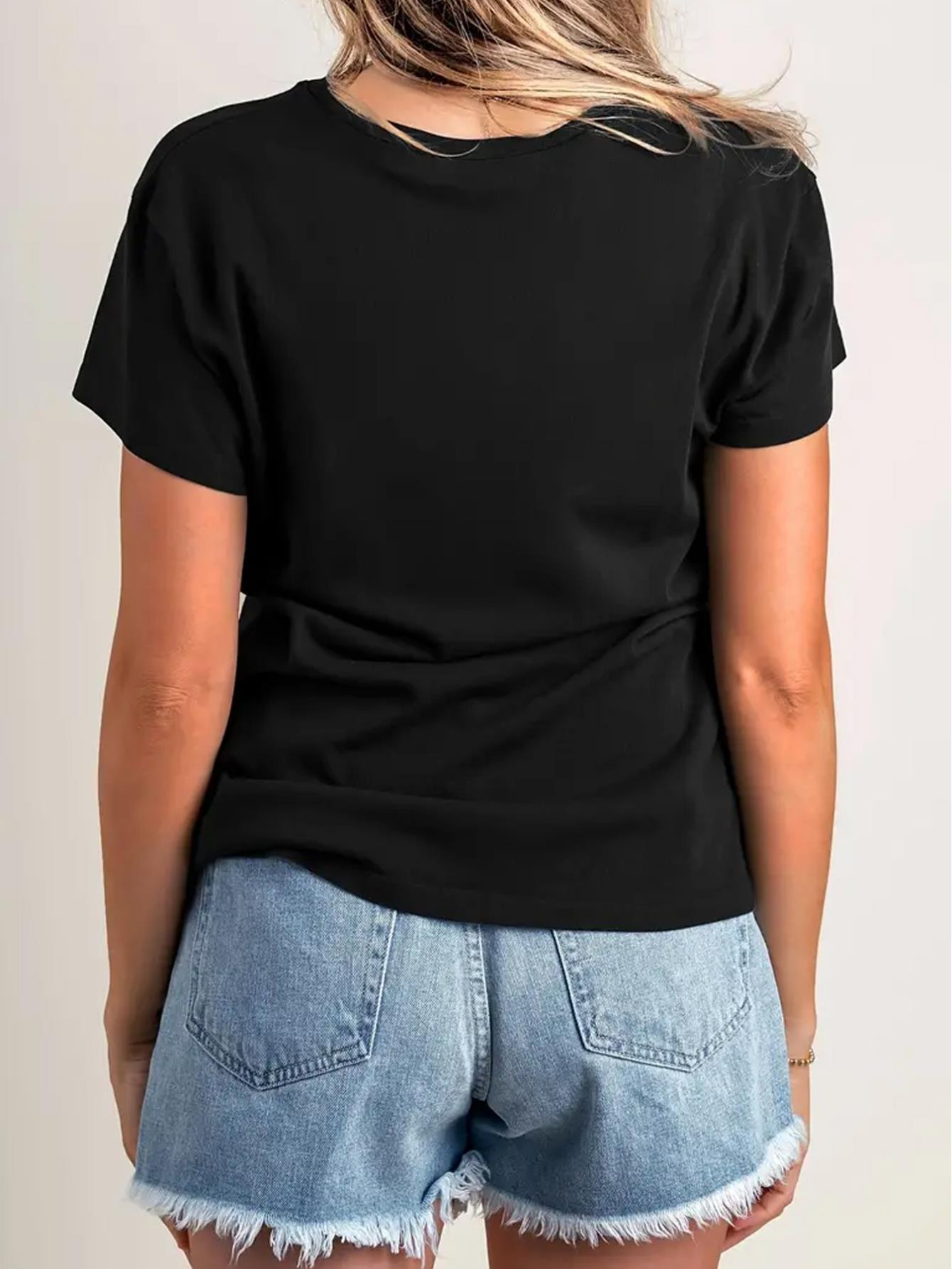 thumbnail image 2 of Valentine's Day Love Embrace Graphic Tee - Casual Crewneck T-Shirt with Cartoon Couple, Short Sleeves, Breathable - Perfect for Everyday & Sports, Cute T Shirts, 2 of 6