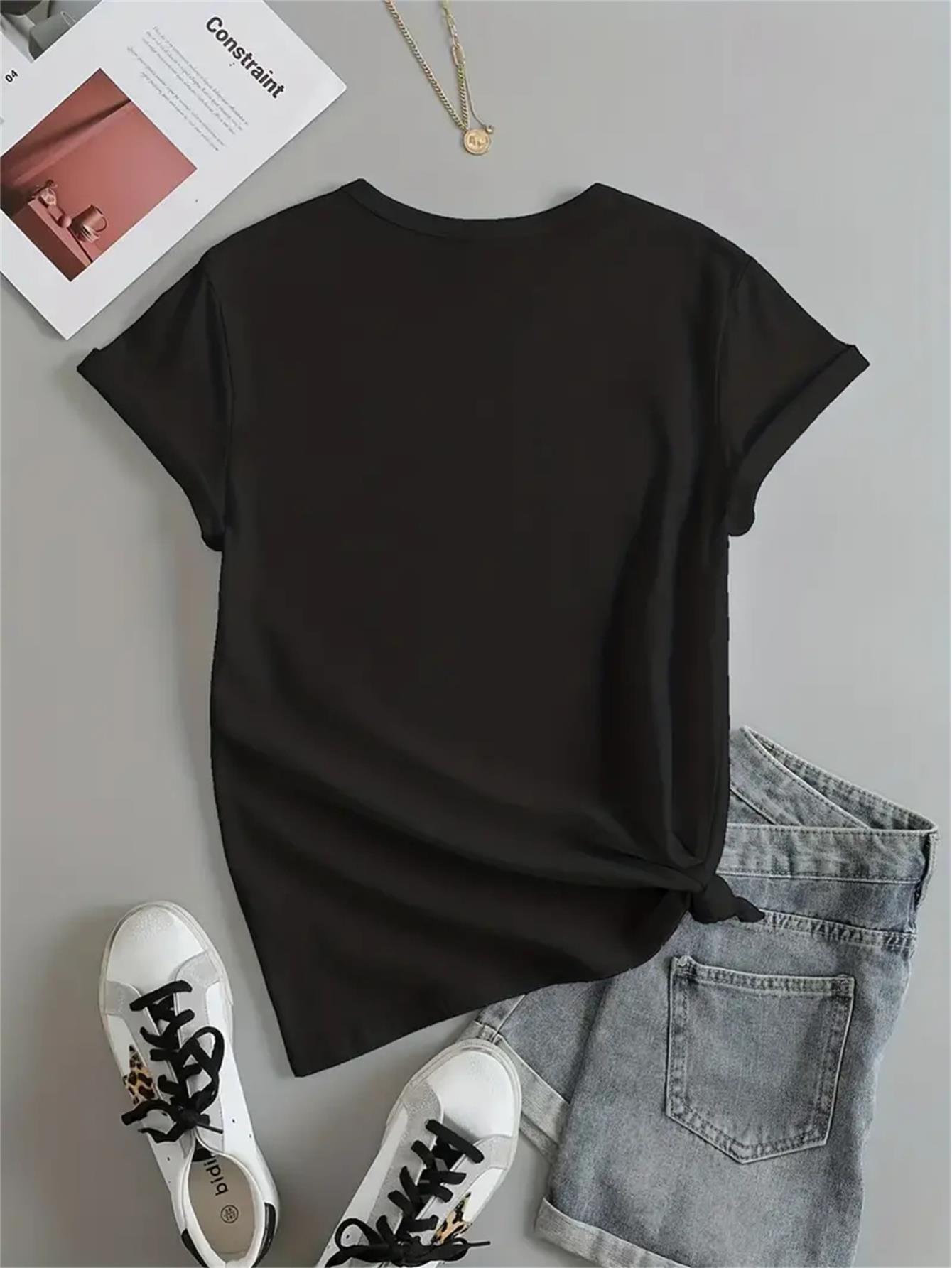 thumbnail image 2 of Valentine'S Day Car Hearts Print Tee Women'S Valentine'S Day Cotton T-Shirt, Casual Crew Neck, Short Sleeve, Medium Stretch Knit Fabric, with Car and Hearts Graphic, 2 of 6