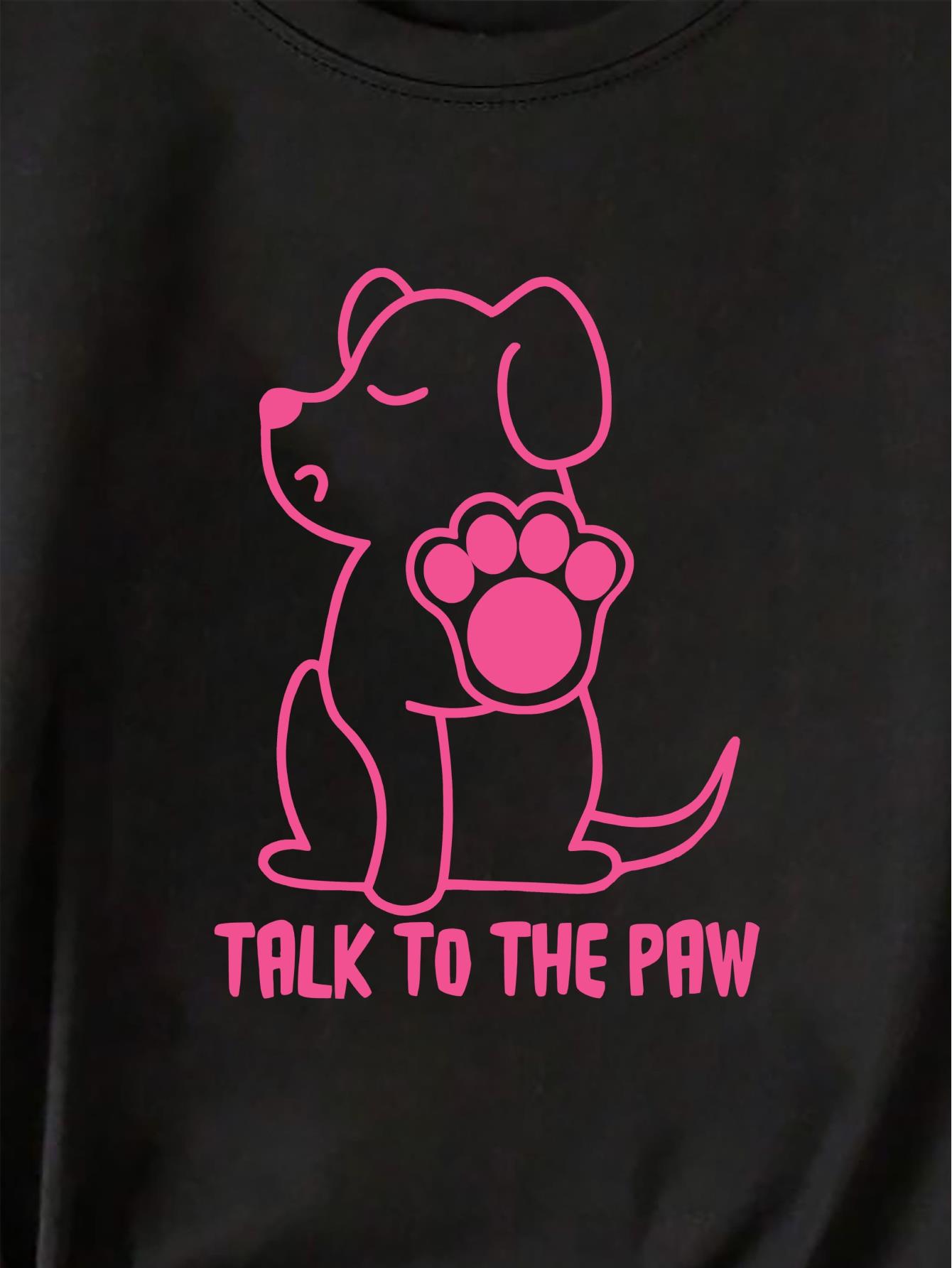thumbnail image 4 of Plus Size Women's Sassy Dog Graphic Tee - Comfortable Short Sleeve Top with Breathable Fabric, Casual Fashion Design, Fun "Talk to the Paw" Slogan, and Relaxed Fit for Everyday Wear, 4 of 7
