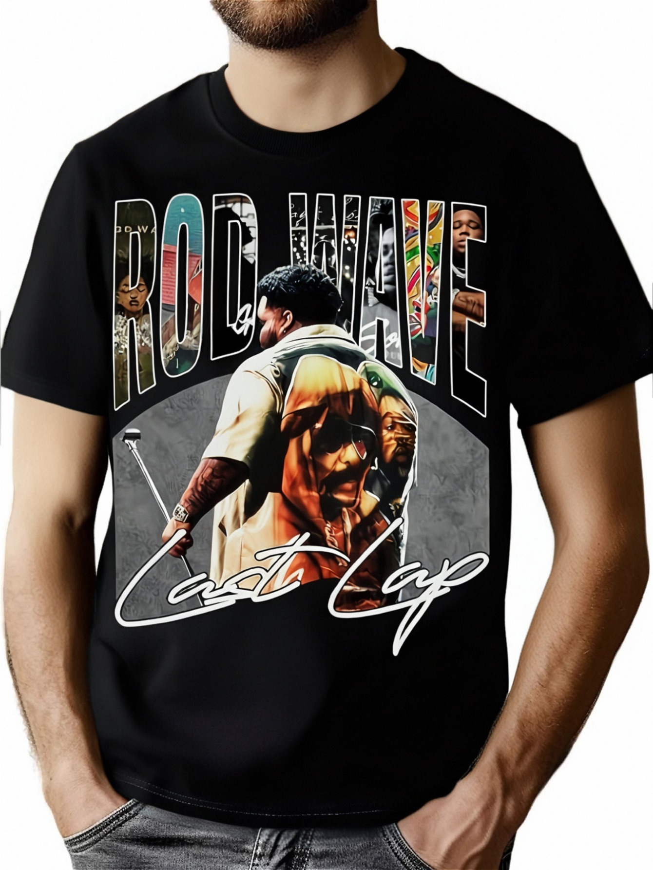 thumbnail image 1 of [Rod Wave Graphic Tee] 100% Cotton Rod Wave Graphic T-Shirt - Breathable, Soft, Casual Round Neck, Short Sleeve Tee with Vibrant Heat Transfer Print, 1 of 6