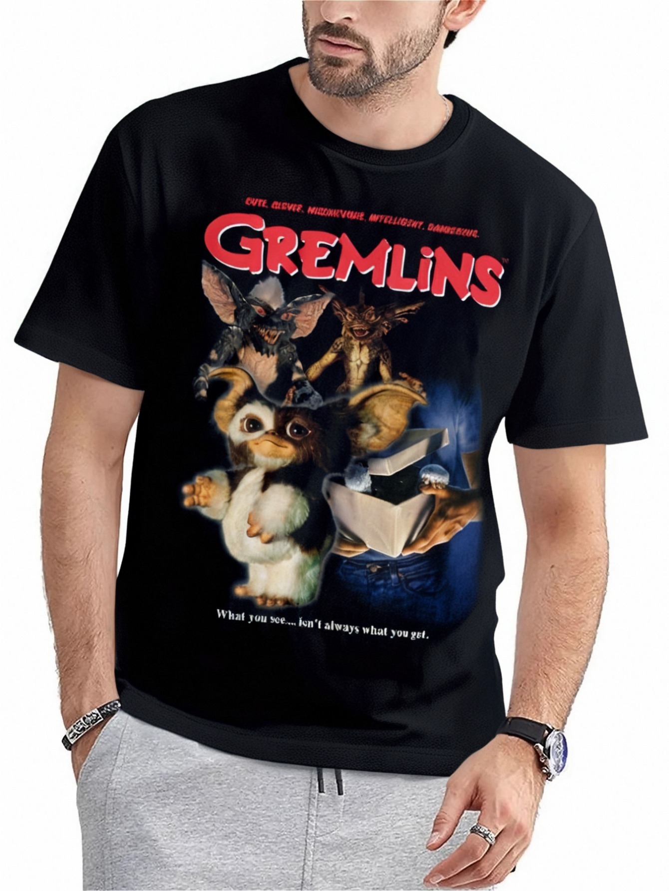 thumbnail image 1 of Gremlins Movie Graphic Design Fashion Graphic Printed Men's T-shirt, Made of 100% Pure Cotton for Comfortable Casual Wear, Featuring Eye-catching Designs and High-quality Short Sleeves, 1 of 7