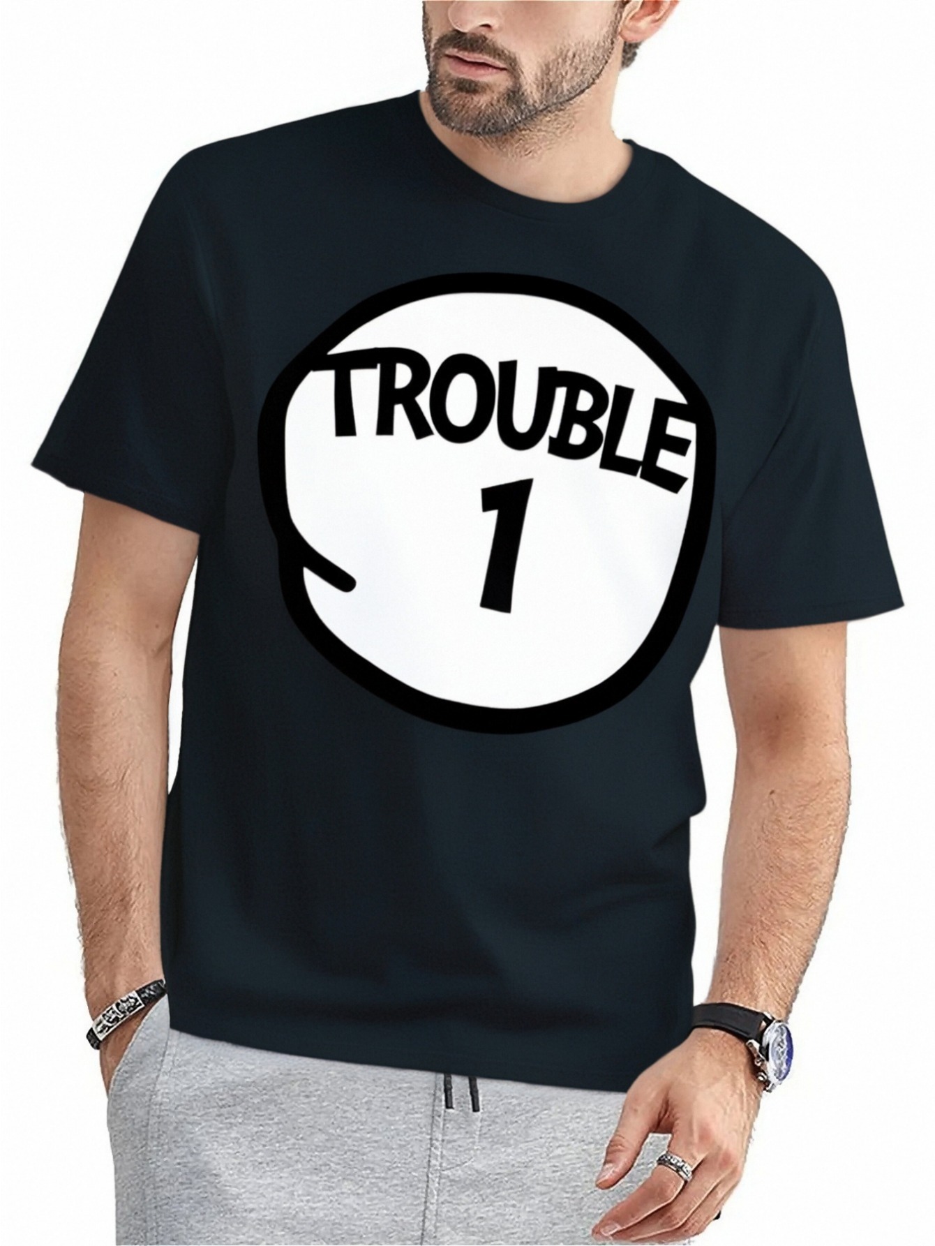 thumbnail image 1 of Trouble 1 t-shirt Funny Trouble One Matching Group Trouble 1 T-Shirt, 1 of 7