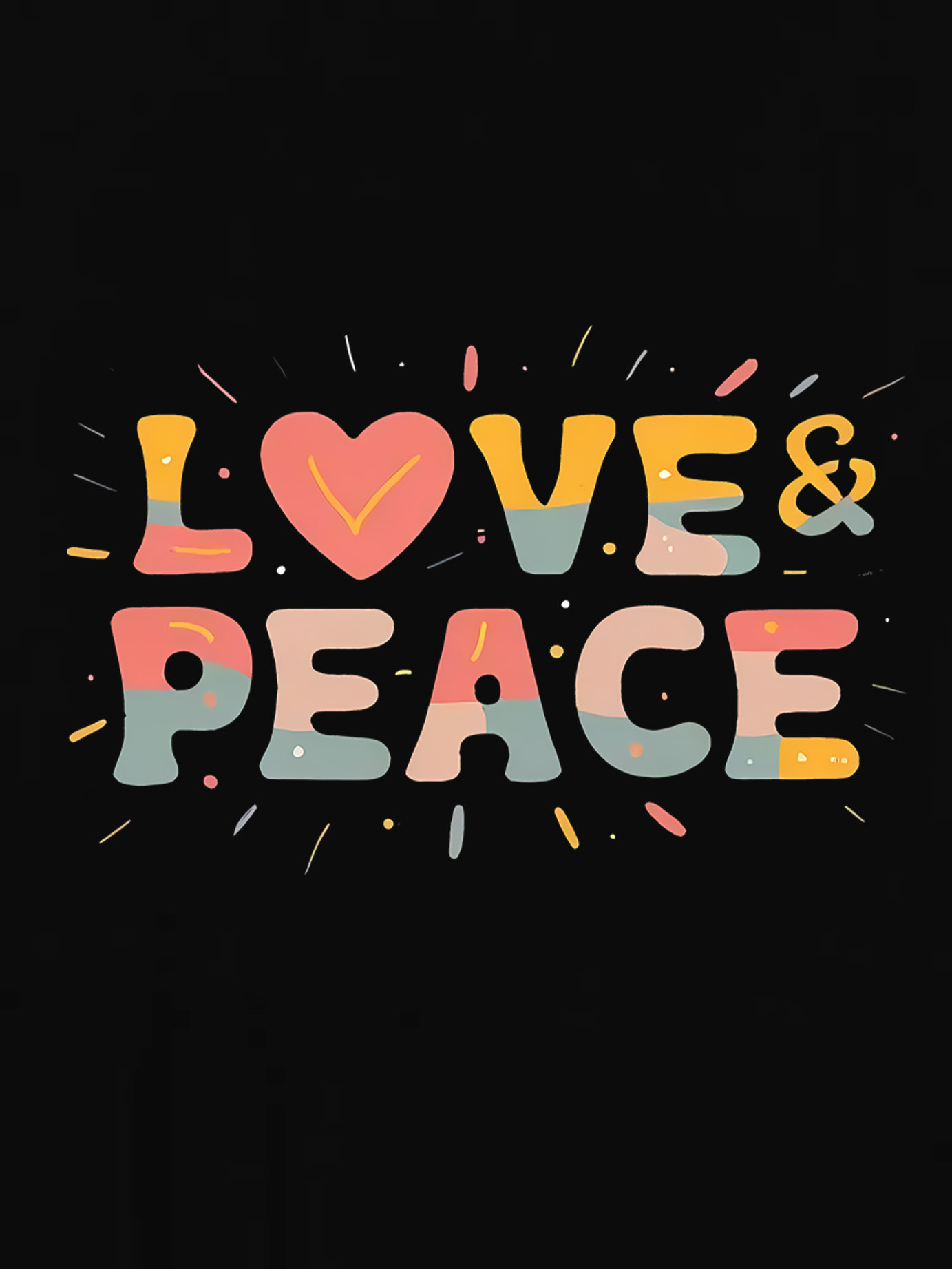 thumbnail image 3 of Women's "LOVE & PEACE" Colorful Graphic Tee - Casual Round Neck Short Sleeve, Comfortable Polyester-Spandex Blend, Machine Washable Summer Top, 3 of 8