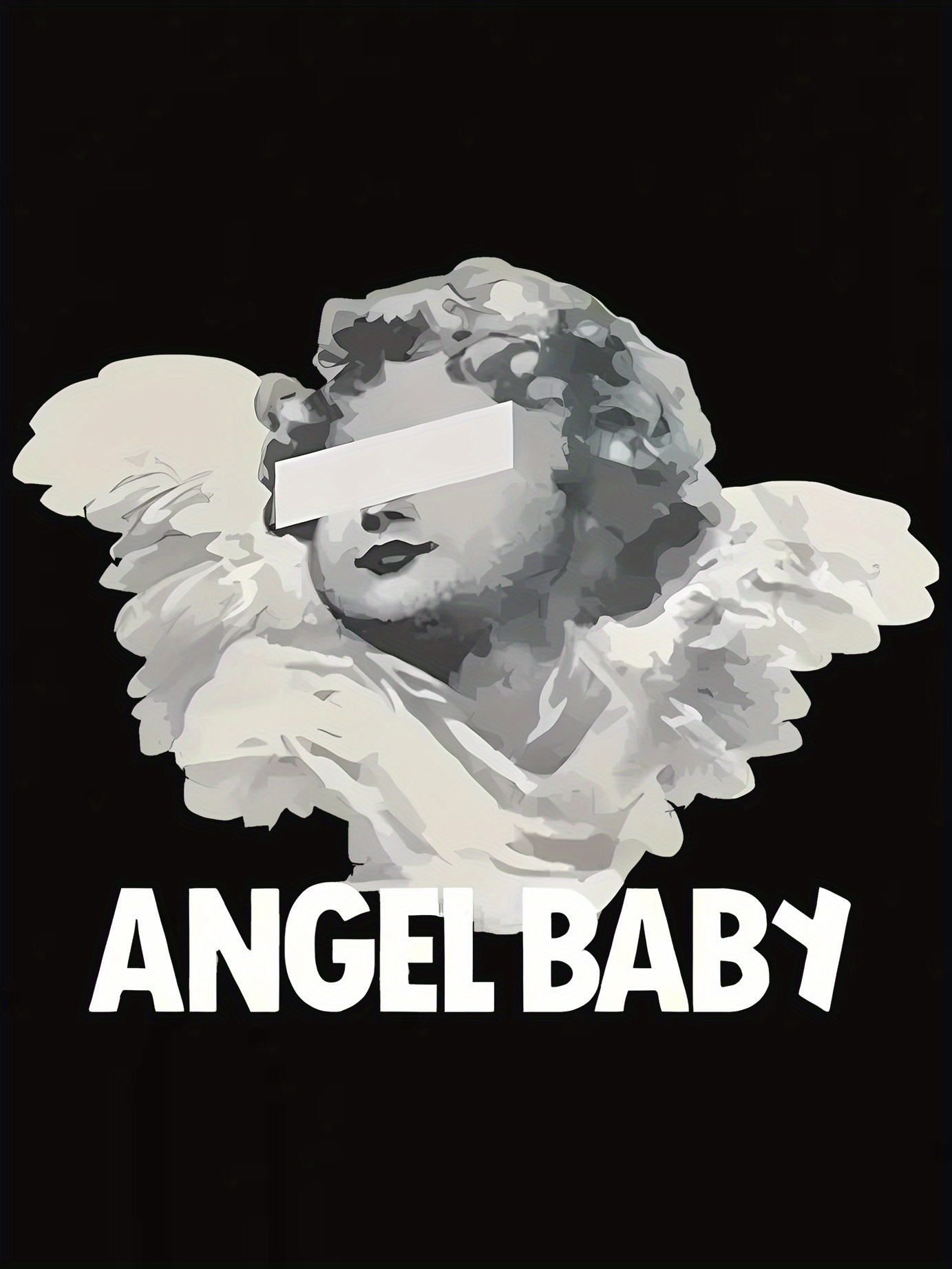 thumbnail image 3 of Women's Fashionable Round Neck Short Sleeve T-Shirt with Angel Youngsters Print, Casual Sporty Summer Top, Comfortable Polyester and Spandex Blend, Machine Washable, Pattern Print, Holiday, 3 of 8