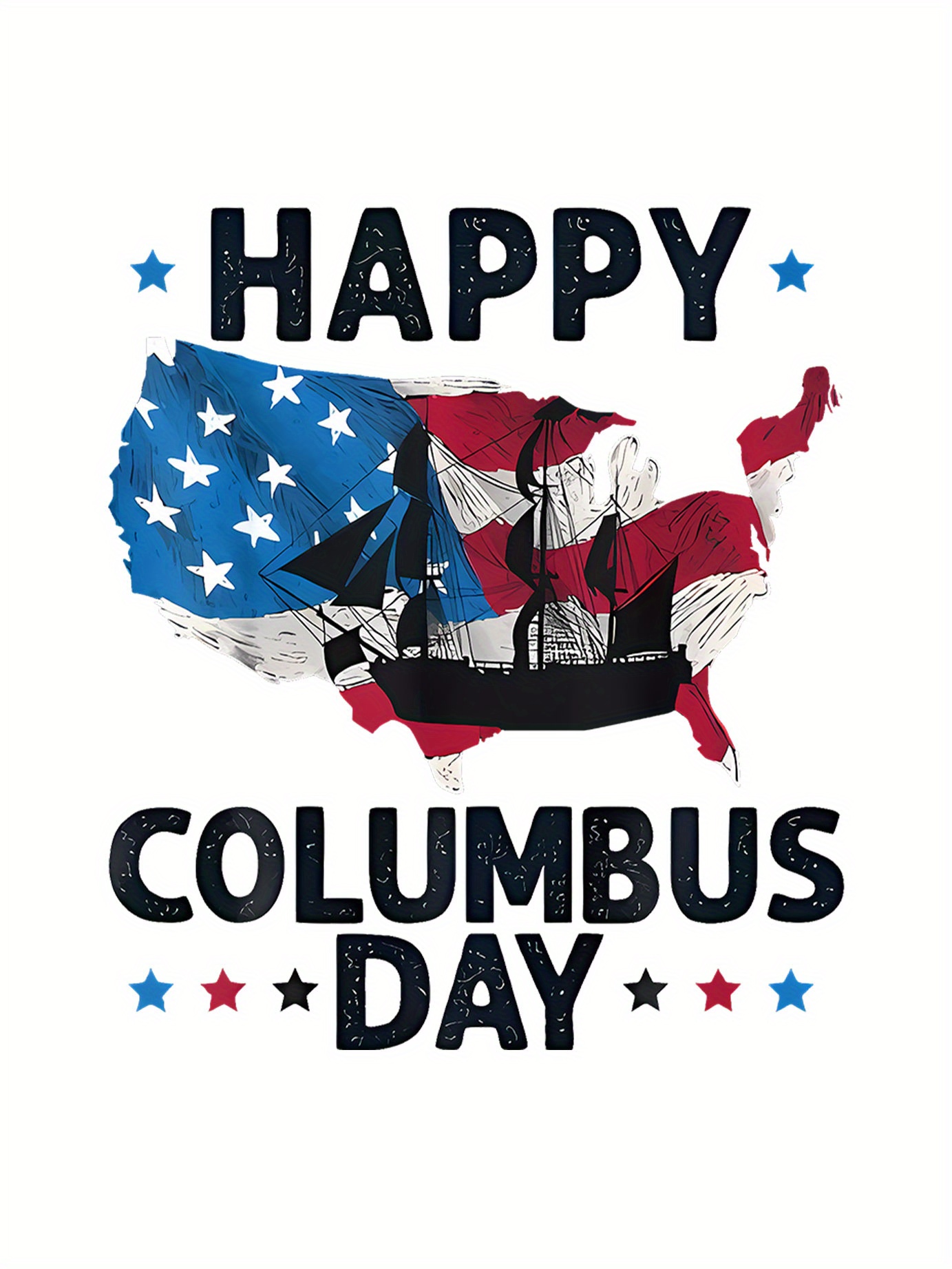 thumbnail image 4 of Women'S Columbus Day Celebration T-Shirt with Patriotic Flag and Letter Print, Casual Crew Neck Short Sleeve Tee, Polyester and Spandex Knit Fabric - Medium Stretch, Comfortable Fit for All Seasons, 4 of 8