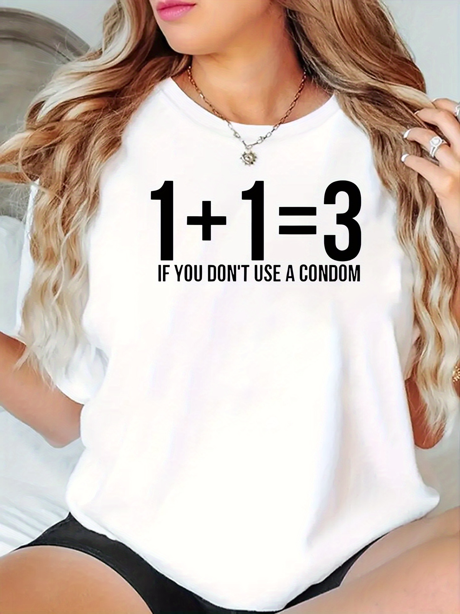 thumbnail image 1 of Women's Fashionable Black T-Shirt with Creative English Number Print - Casual Round Neck, Short Sleeve, Comfortable Polyester Blend, Machine Washable - Ideal for Summer, 1 of 8