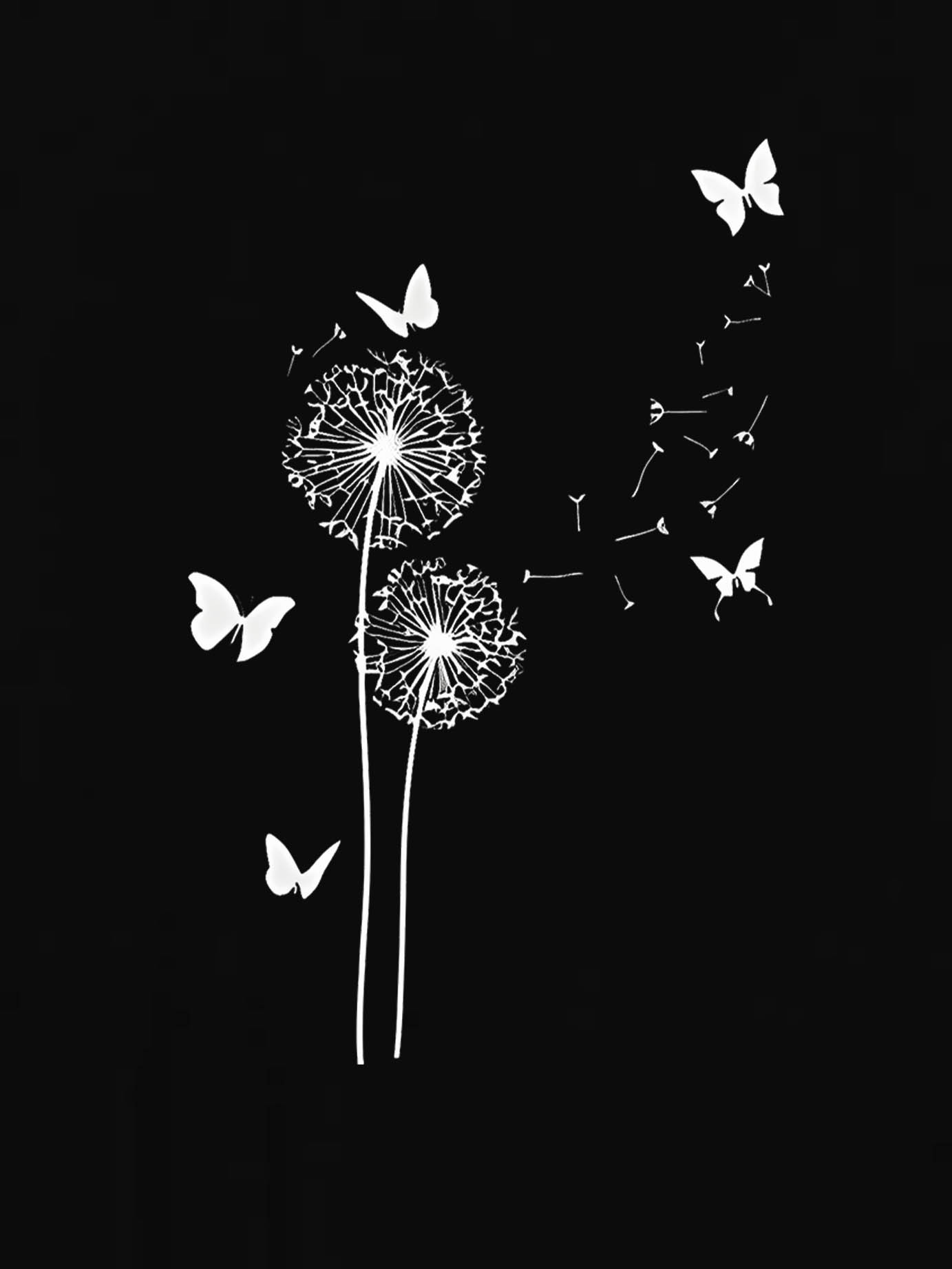 thumbnail image 2 of Women's Casual Dandelion & Butterfly Print T-Shirt - Crew Neck, Short Sleeve, Stretchy Polyester Blend, Machine Washable - Perfect for Summer, Creative, Fashion Trend, Holiday Comfort, 2 of 8