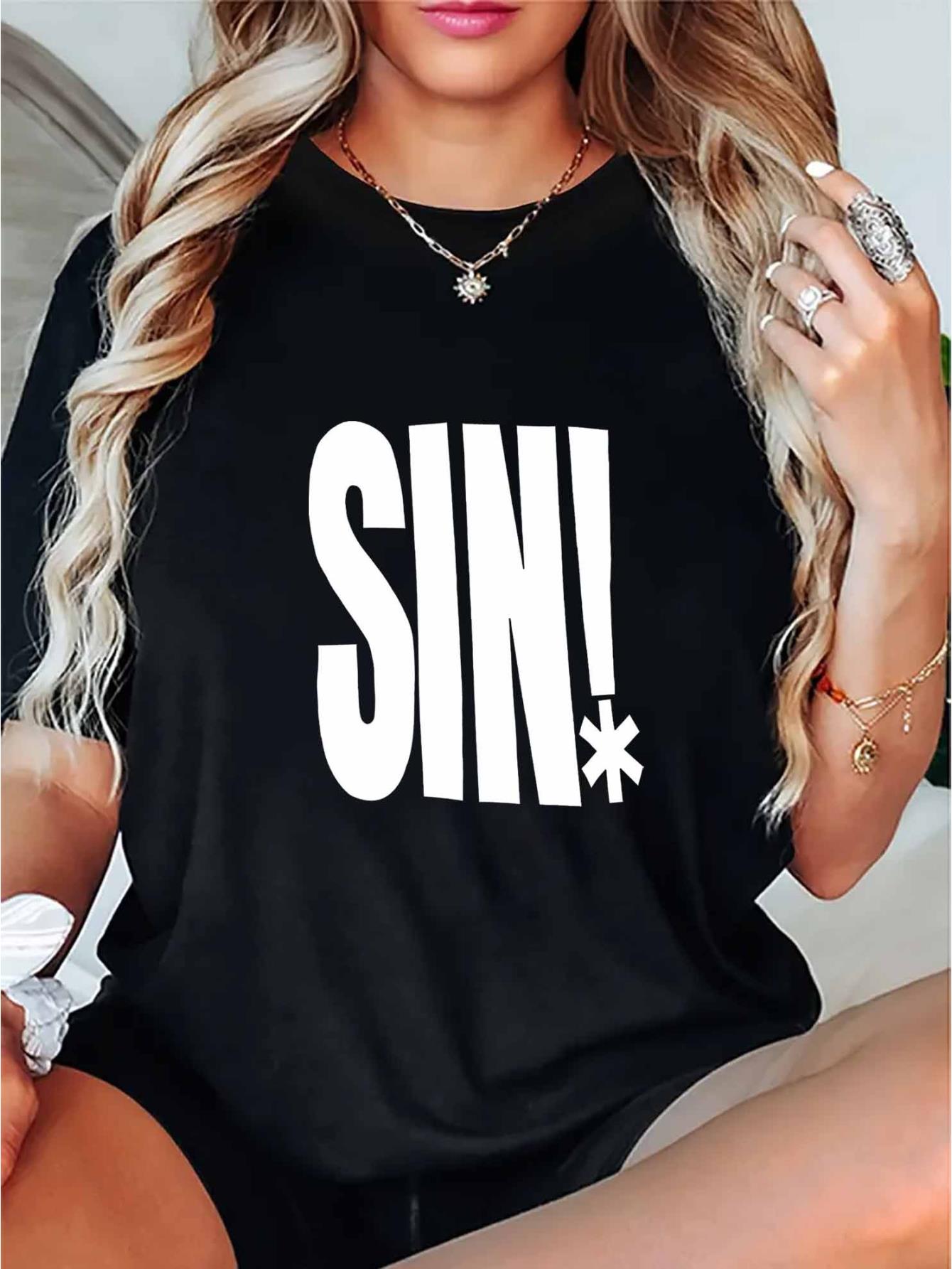 thumbnail image 2 of Letter Print Casual Sports T-shirt, Short Sleeve Crew Neck Spring & Summer Top, Women's Clothing, 2 of 8
