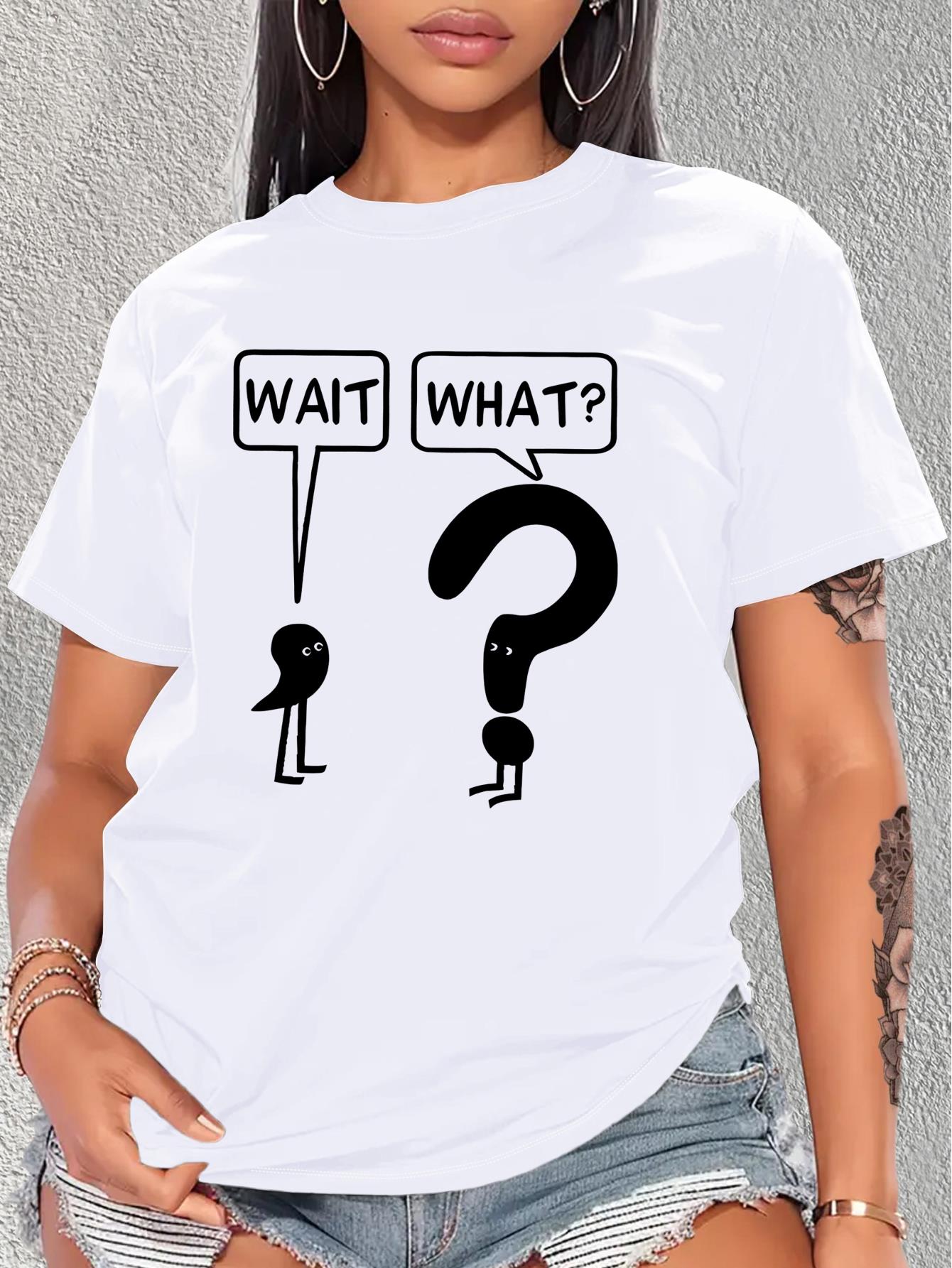 thumbnail image 1 of Funny Symbol Letter Graphic Short Sleeves Sports Tee, Round Neck Workout Causal T-shirt Top, Women's Activewear, 1 of 7