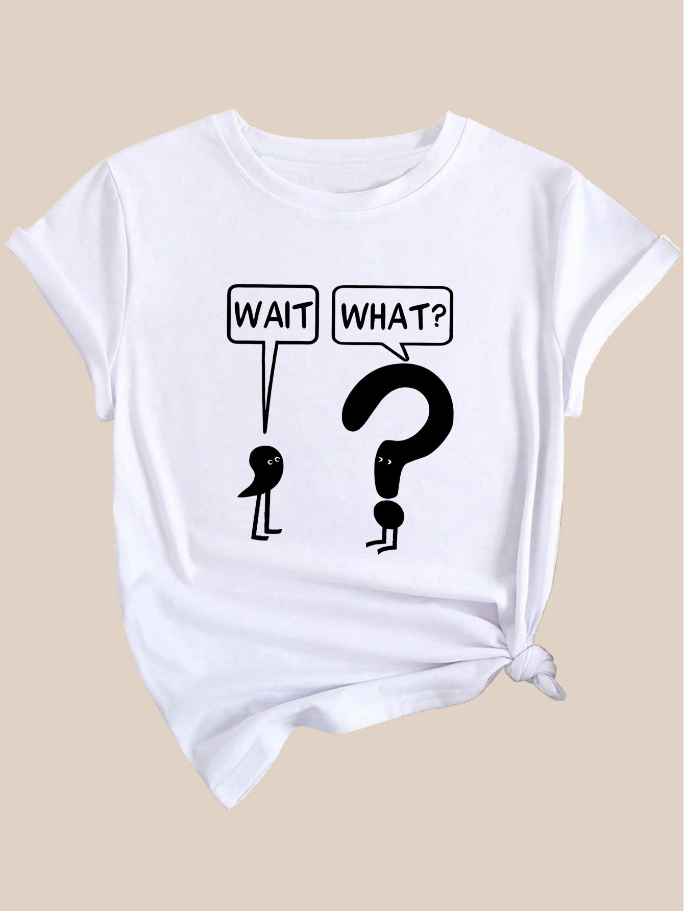 thumbnail image 4 of Funny Symbol Letter Graphic Short Sleeves Sports Tee, Round Neck Workout Causal T-shirt Top, Women's Activewear, 4 of 7