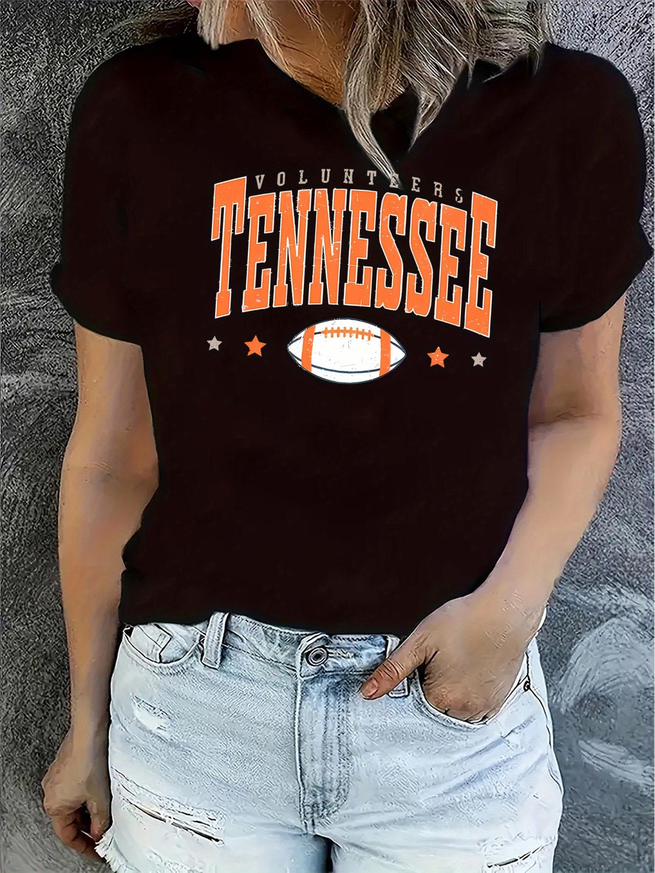 thumbnail image 1 of 1pc Women'S Casual Crew Neck T-Shirt with Geometric Football Print, Polyester Knit Fabric, Medium Stretch, All-Season Comfort - Fashionable Sports Tee for Everyday Wear, 1 of 7