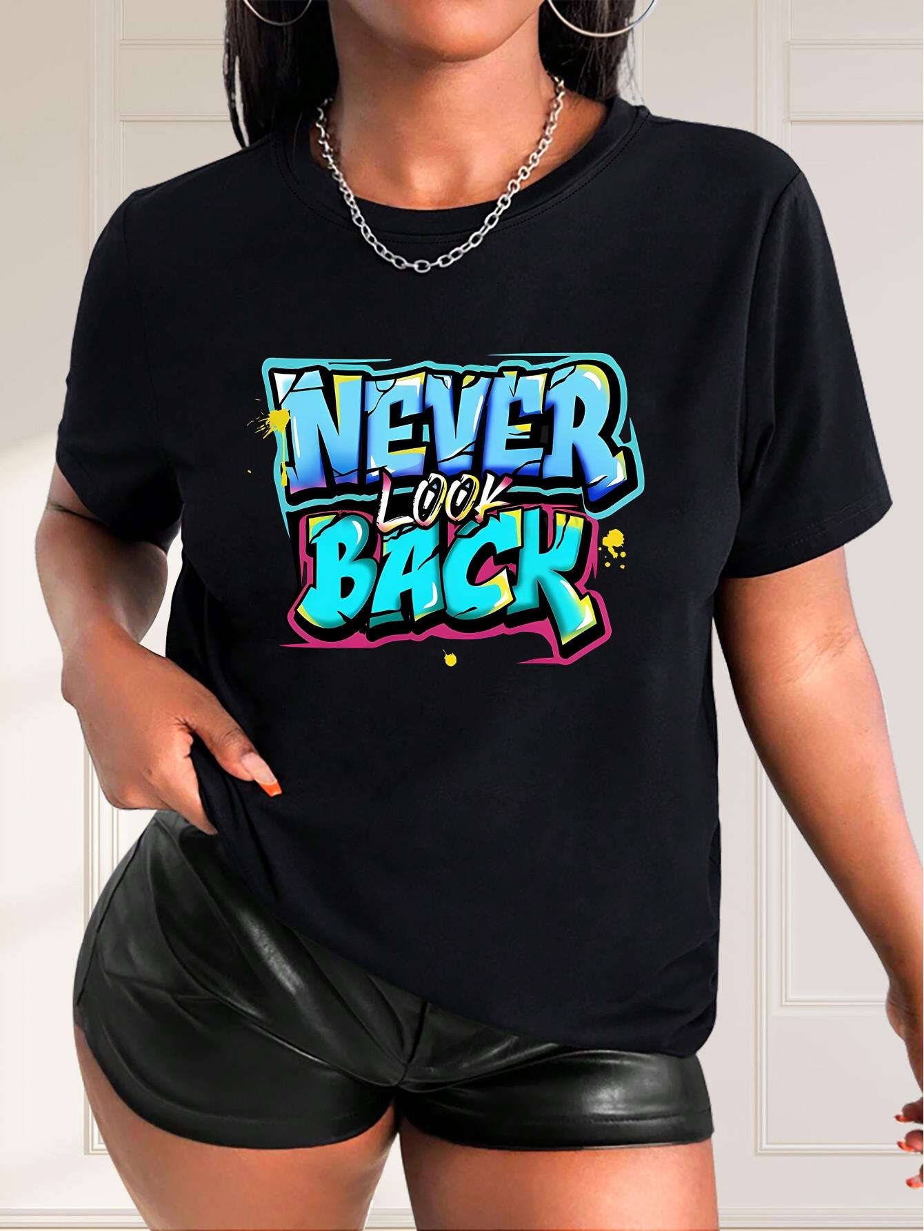 thumbnail image 1 of Women's Sports Short Sleeve T-Shirt, Comfortable And Stylish, For Sports And Daily Life, Letter Pattern, 1 of 7