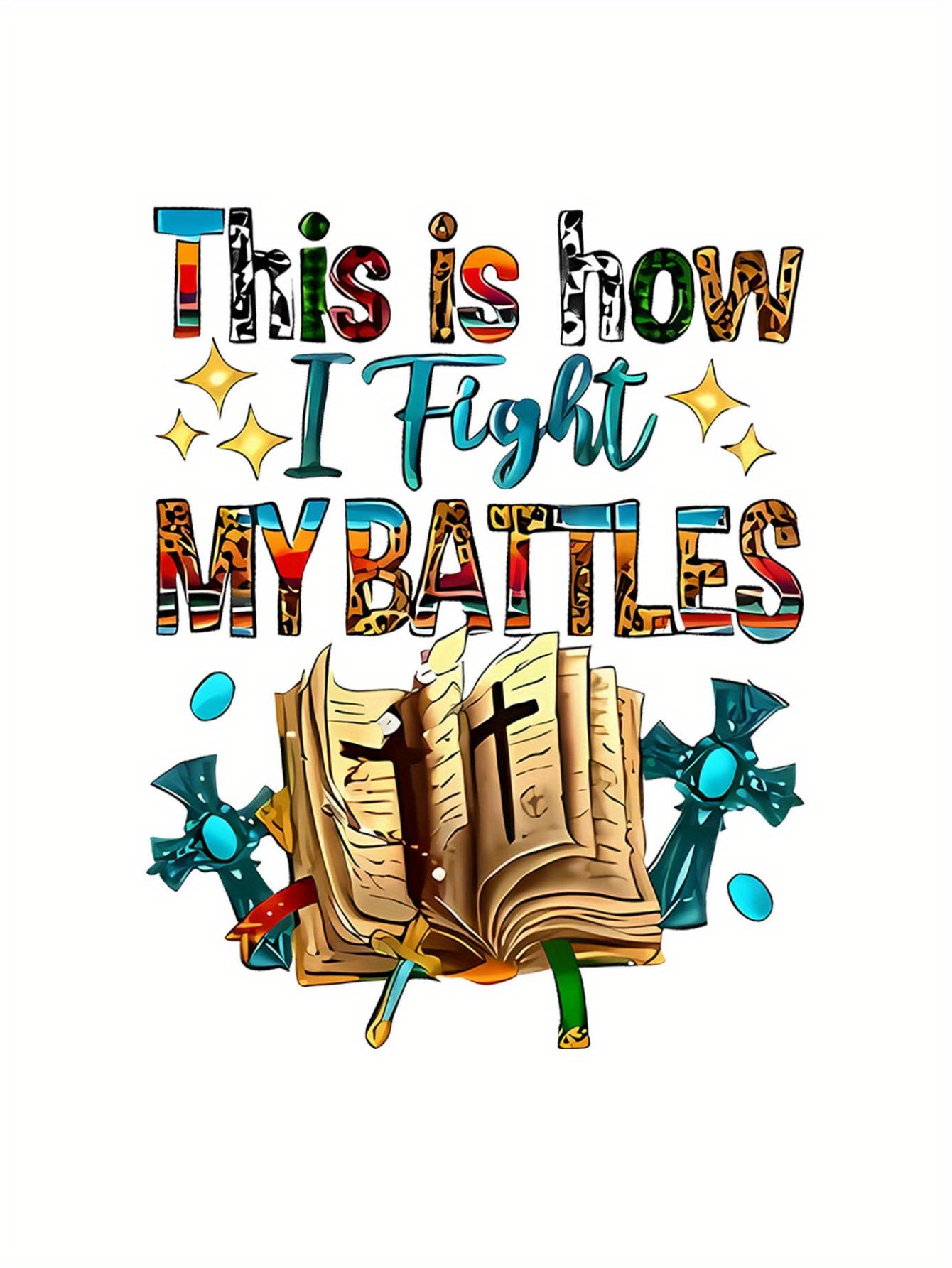 thumbnail image 2 of Women's Casual Graphic Tee - "This Is How I Fight My Battles" Book & Floral Print Design, Comfortable Short Sleeve Summer Top, Black Polyester Blend T-Shirt for Casual Attire, Ladies T Shirts, 2 of 8