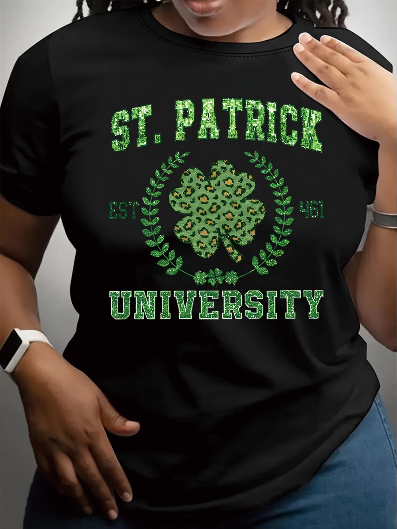 thumbnail image 1 of St. Patrick'S Day & St. Patrick'S University Print Crew Neck T-shirt, Four seasons casual short-sleeved round neck T-shirt, Women'S Clothing, 1 of 7