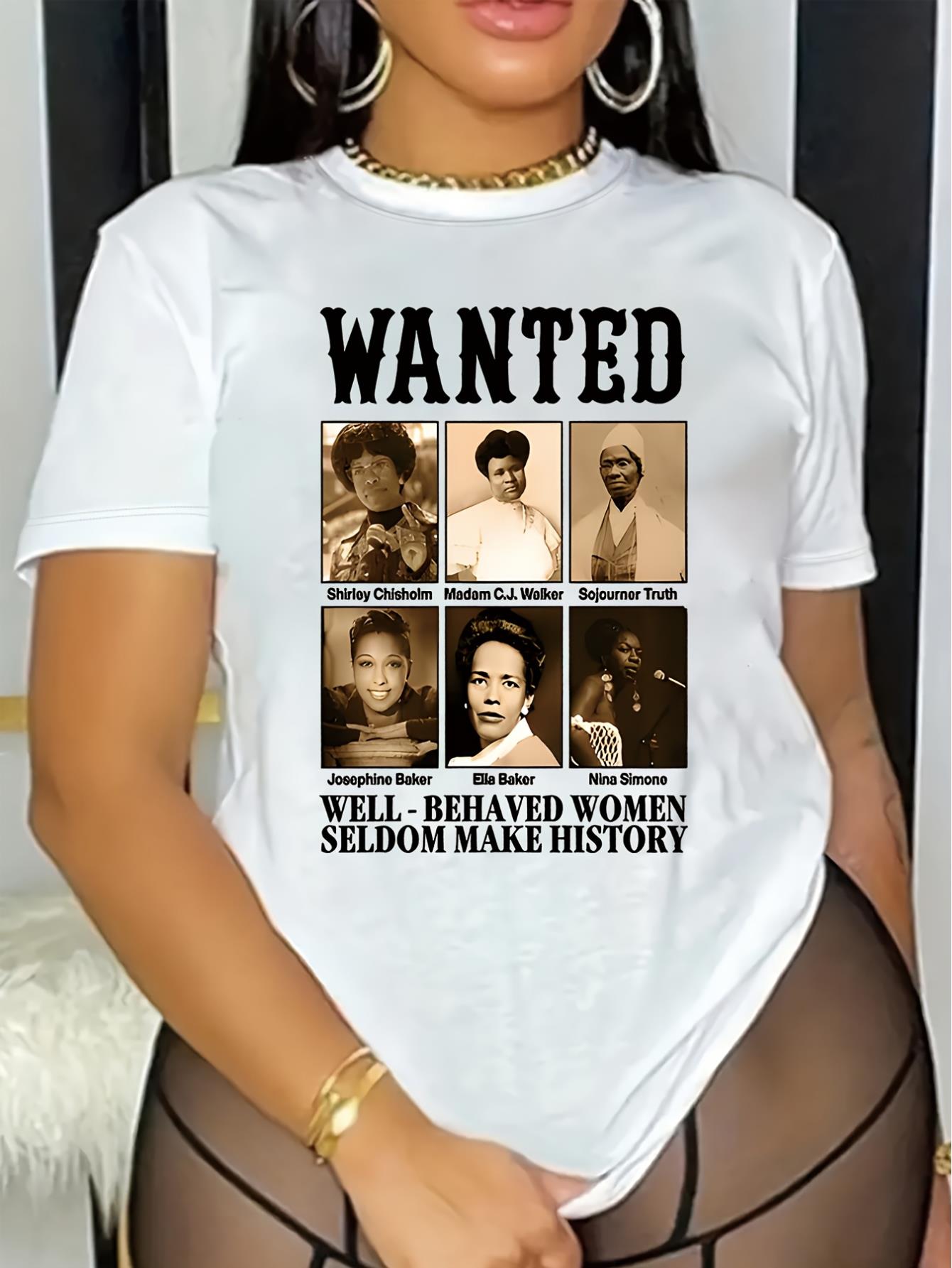 thumbnail image 1 of Juneteenth& Black Women'S History, Black women, melanin, Black History Month Print Crew Neck T-shirt, Four seasons casual short-sleeved round neck T-shirt, Women'S Clothing, 1 of 7