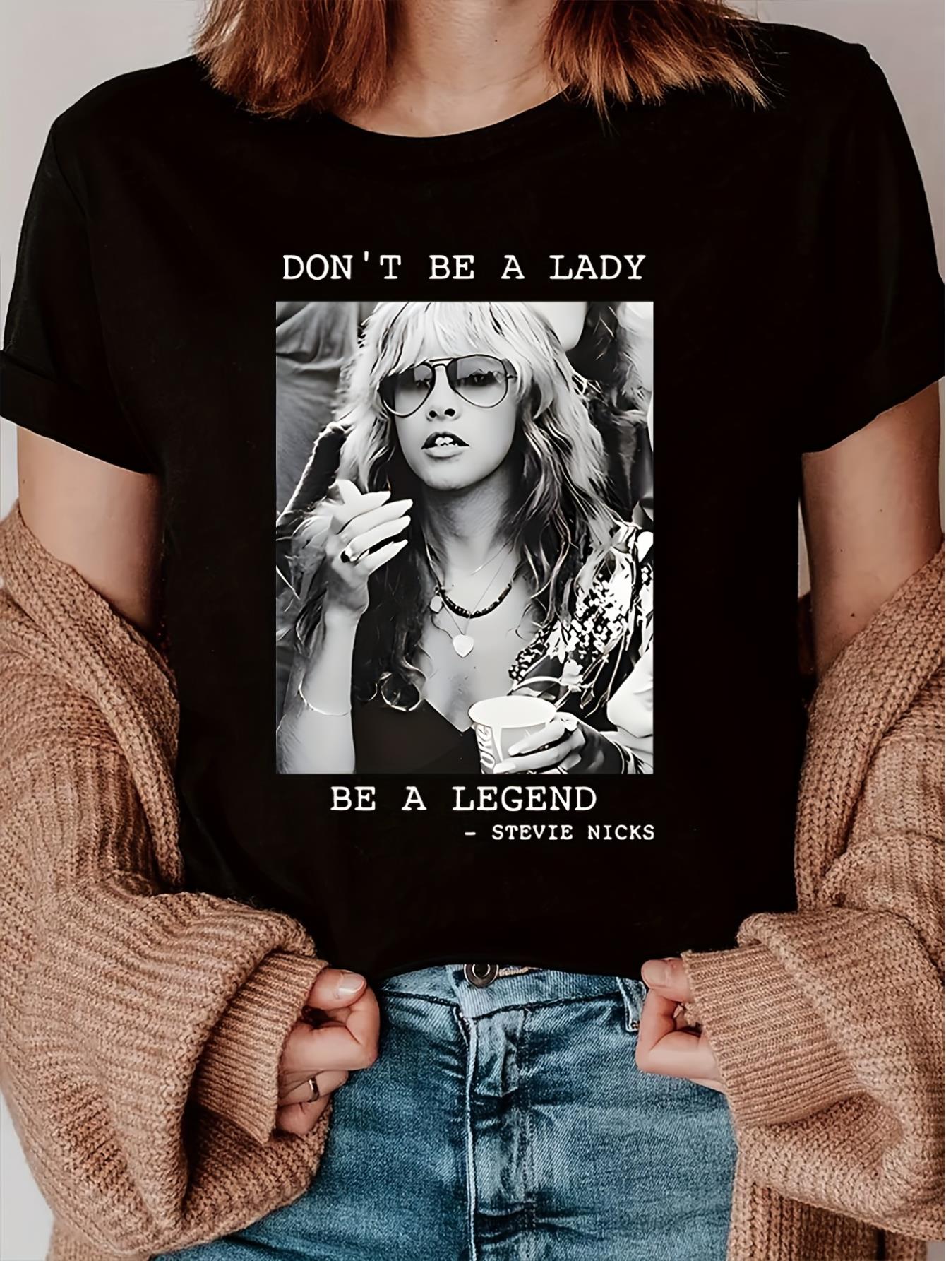 Spring/Summer Portrait & Letter Front & Back Print Round Neck T-Shirt + Four Seasons Casual Short Sleeve Round Neck T-Shirt + Women's Clothing