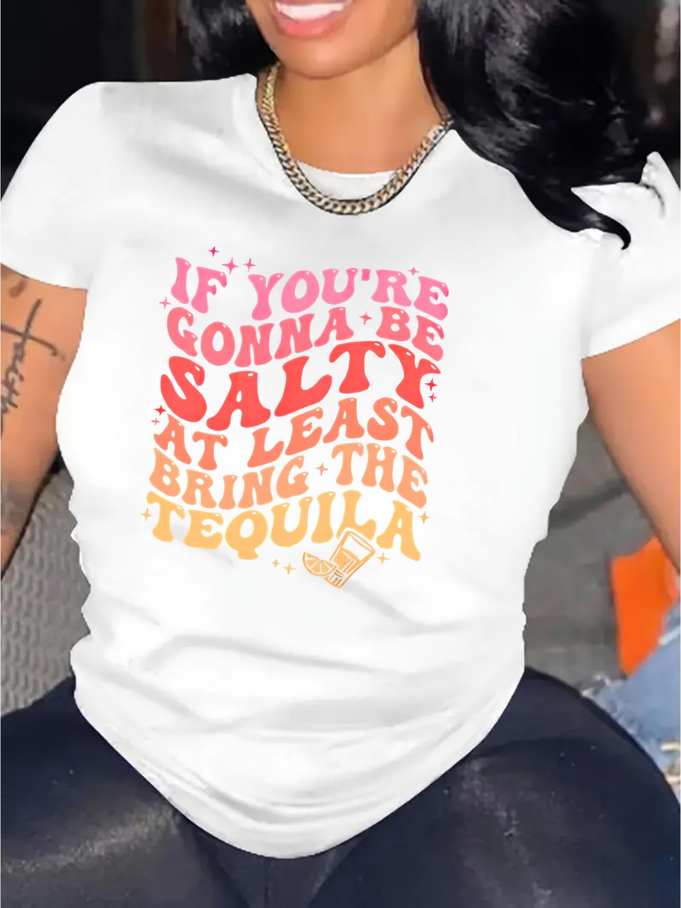 thumbnail image 2 of Women's Fashion Casual Round Neck Short Sleeve T-Shirt, Gradient Letter Print, Comfortable Summer Top, Knitted Polyester Fabric, All-Season, Ladies Leisure Sportswear, 2 of 8