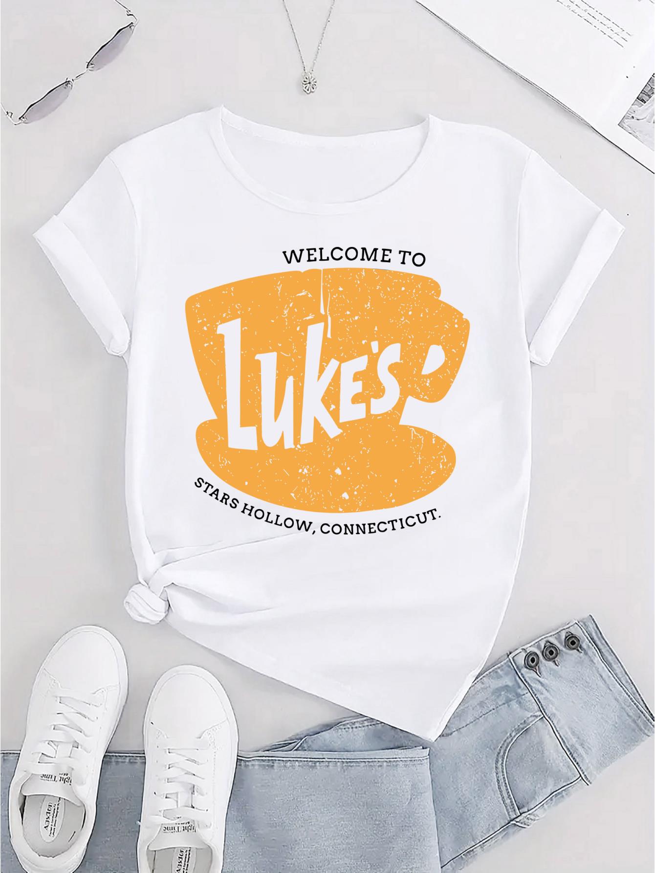 thumbnail image 3 of Women's Casual Letter Print T-Shirt - Comfy Crew Neck Short Sleeve, Stretchy Polyester Blend, Machine Washable - Perfect for Summer & Casual Attire, Leisure Style, ALL/Global/All, 3 of 8