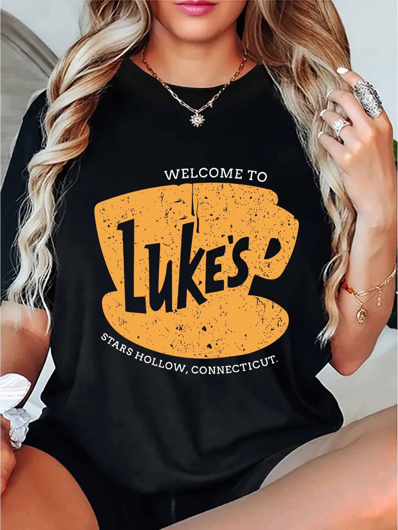 thumbnail image 1 of Women's Casual Letter Print T-Shirt - Comfy Crew Neck Short Sleeve, Stretchy Polyester Blend, Machine Washable - Perfect for Summer & Casual Attire, Leisure Style, ALL/Global/All, 1 of 8