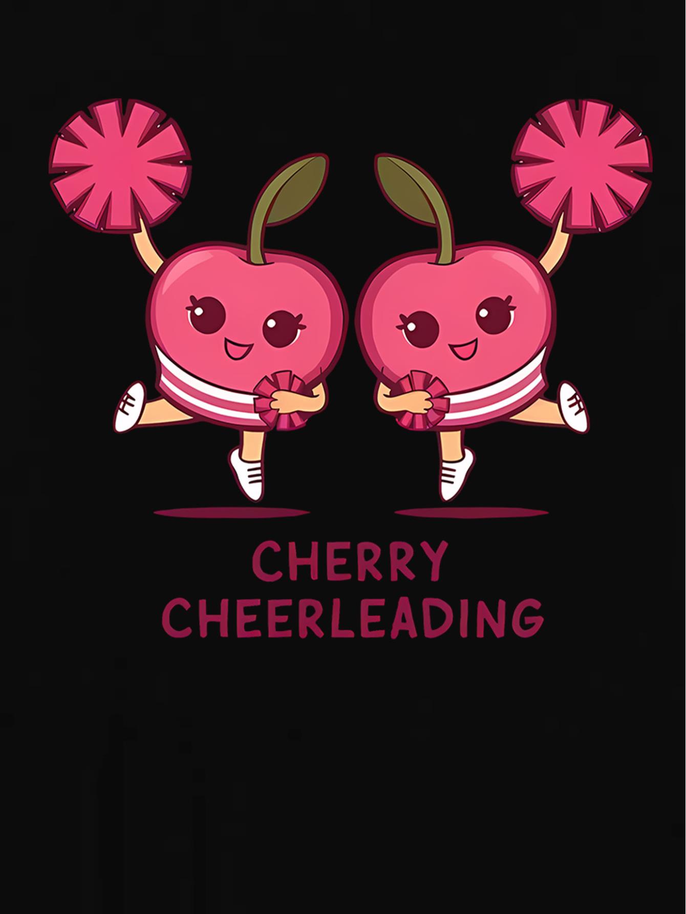 thumbnail image 4 of Women's Cherry Cheerleading Graphic Tee - Casual & Sporty Round Neck Short Sleeve, Comfy Polyester Blend Summer Top with Machine Washable Care, 4 of 8
