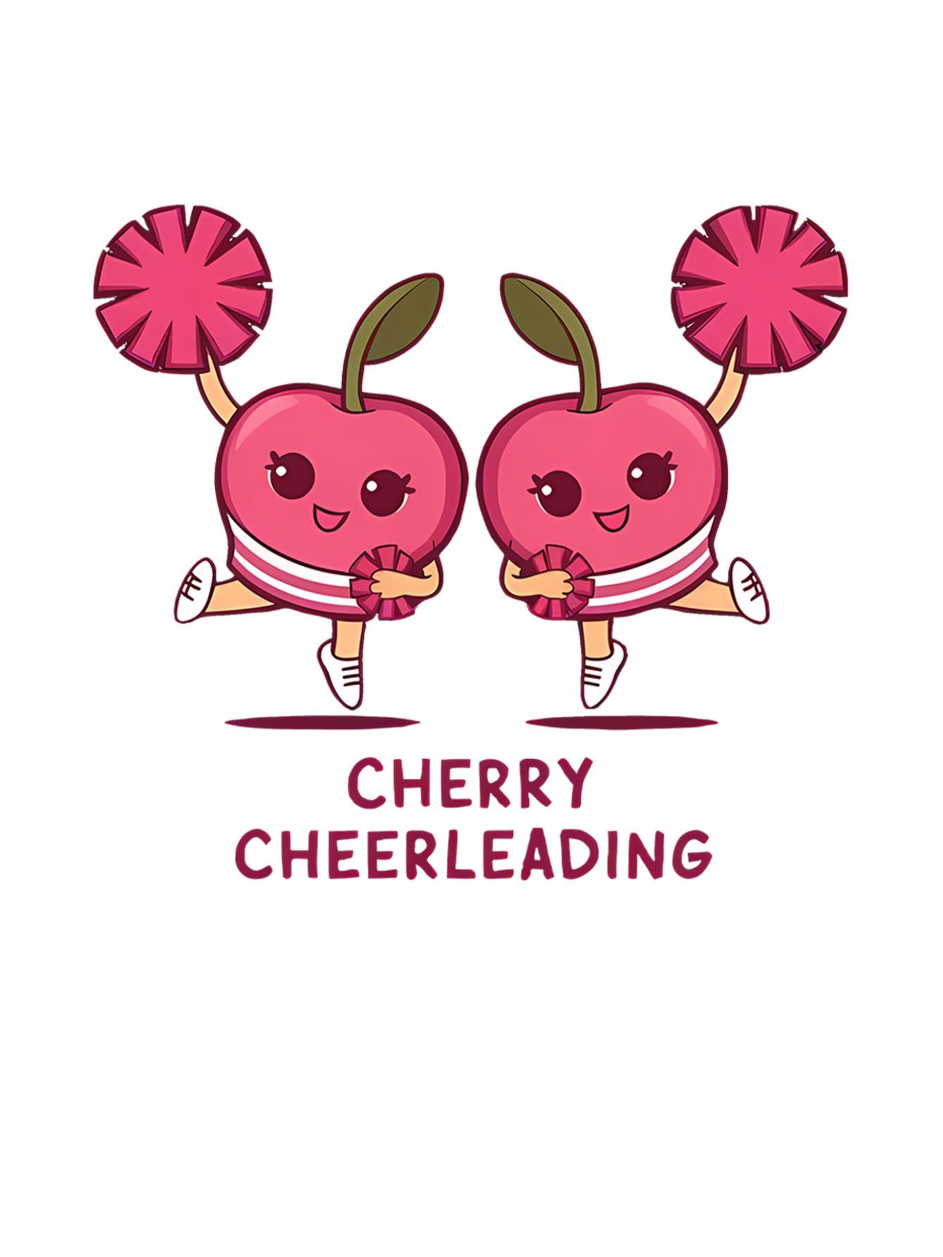 thumbnail image 3 of Women's Cherry Cheerleading Graphic Tee - Casual & Sporty Round Neck Short Sleeve, Comfy Polyester Blend Summer Top with Machine Washable Care, 3 of 8
