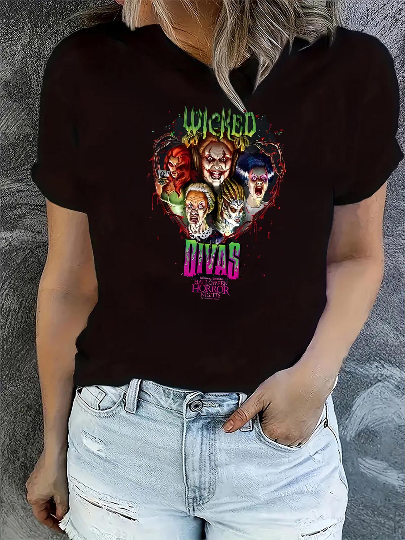thumbnail image 1 of Women's Fashionable Love Heart & Cartoon Print T-Shirt - Casual Crew Neck, Short Sleeve, Stretchy Polyester Blend, Machine Washable - Perfect for Summer, Animation Characters, Holiday, Simple, 1 of 8