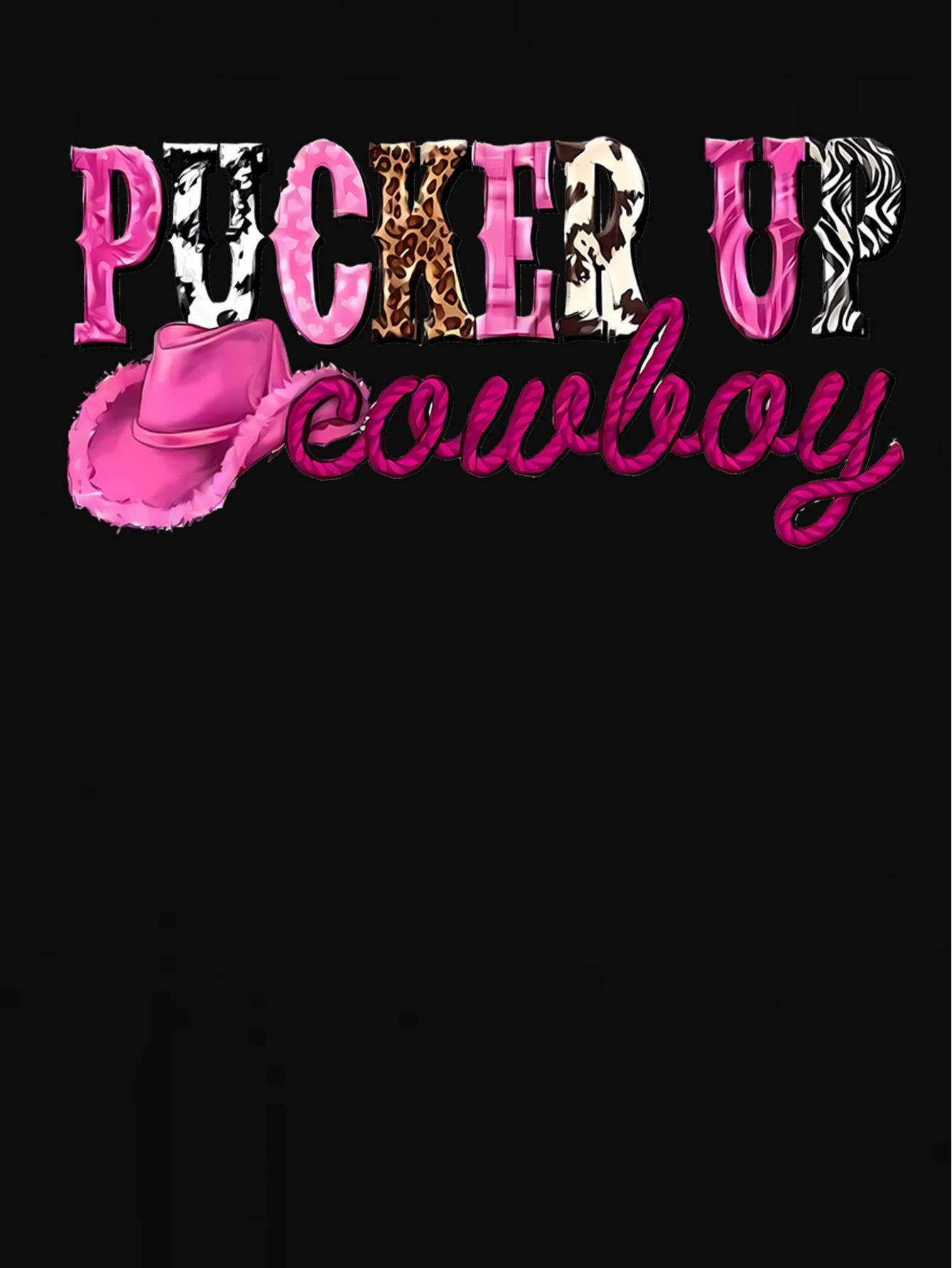 thumbnail image 4 of Women'S Fashion Casual Short Sleeve T-Shirt with "Pucker Up Cowboy" Pink Leopard Print, Polyester Knit Blend with Spandex, Crew Neck, Medium Stretch, All Season Comfort Tee, 4 of 8