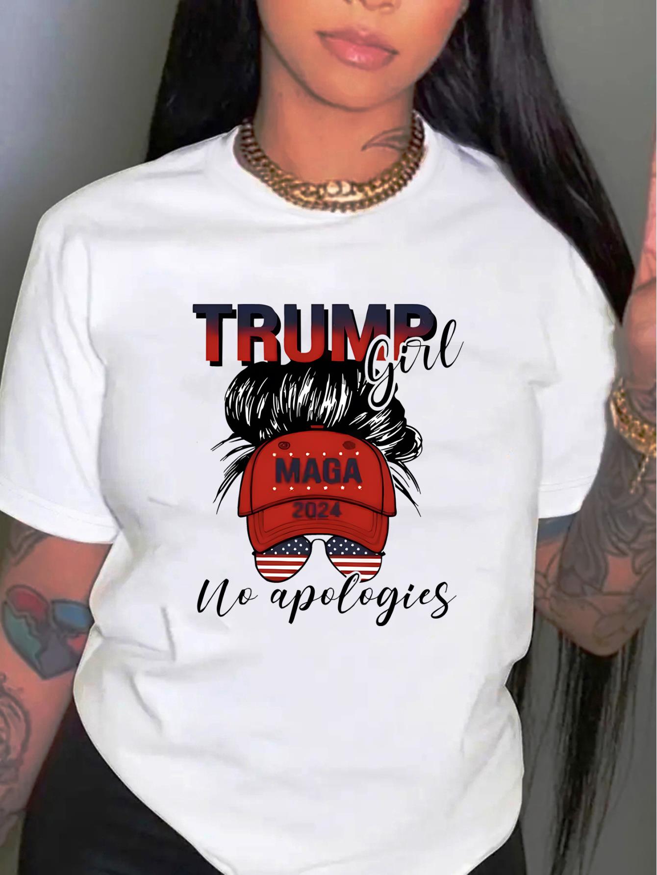 thumbnail image 2 of Women's Patriotic American Flag Print T-Shirt - Casual Crew Neck, Short Sleeve, Stretchy Polyester Blend, Machine Washable - Perfect for Independence Day & Casual Attire, 2 of 8