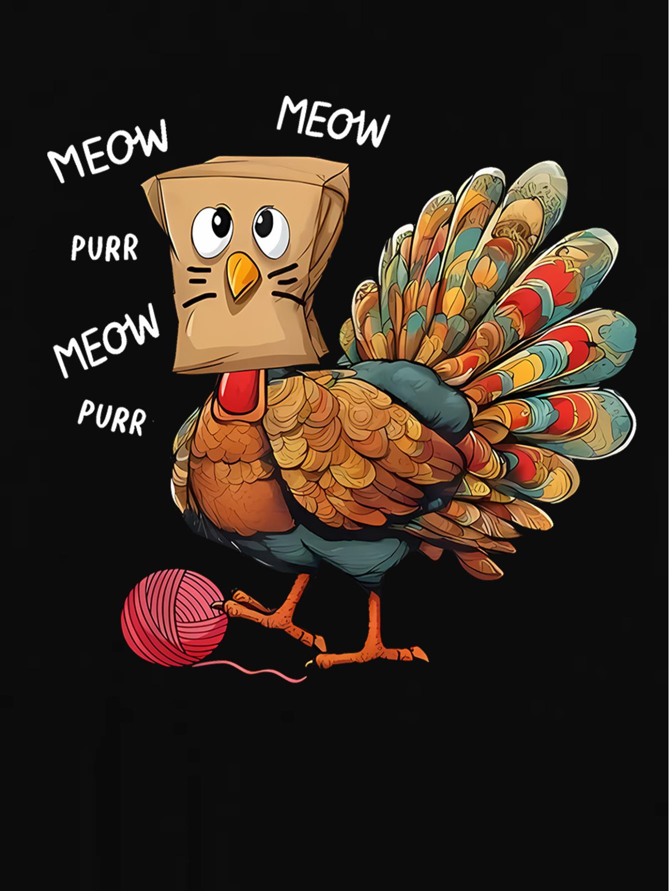 thumbnail image 3 of Women'S Casual Crew Neck T-Shirt, Polyester Blend, Animal Pattern, Medium Stretch Knit Fabric, with Creative Fun English Yarn Turkey Graphic Print, for All Season Comfort Fit Tee, 3 of 8