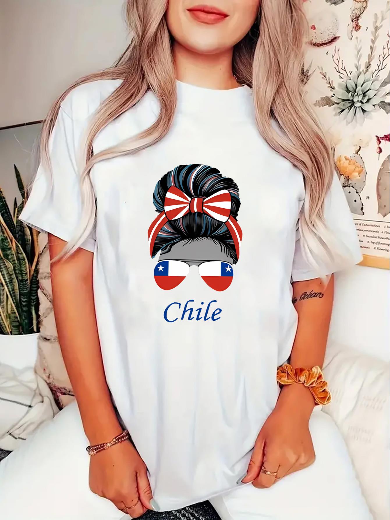 thumbnail image 2 of Creative American Flag Graphic Print T-shirt, Casual Round Neck Short Sleeve Top, Women's Clothing, 2 of 8