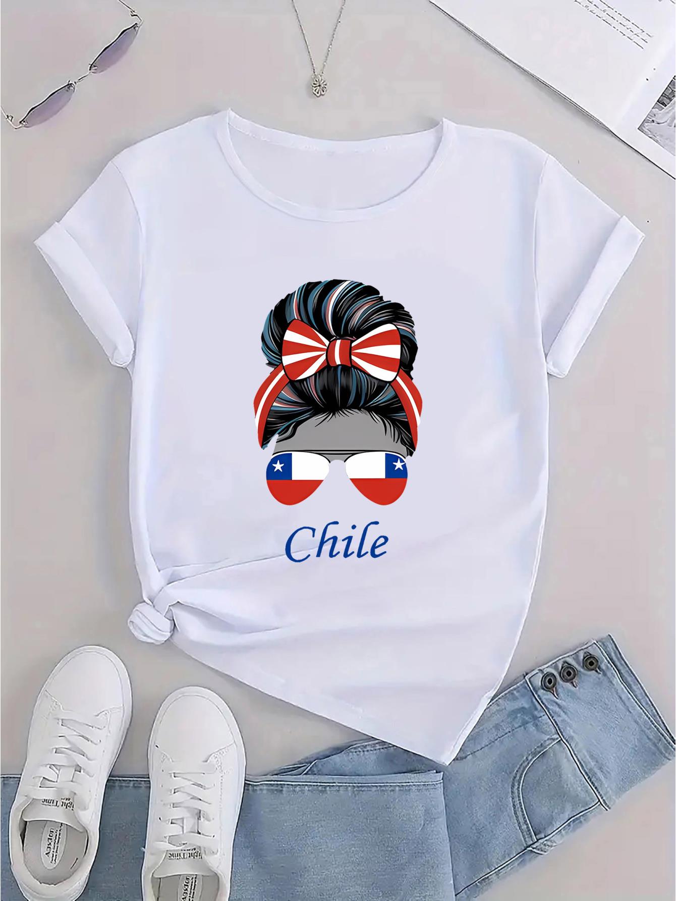 thumbnail image 4 of Creative American Flag Graphic Print T-shirt, Casual Round Neck Short Sleeve Top, Women's Clothing, 4 of 8